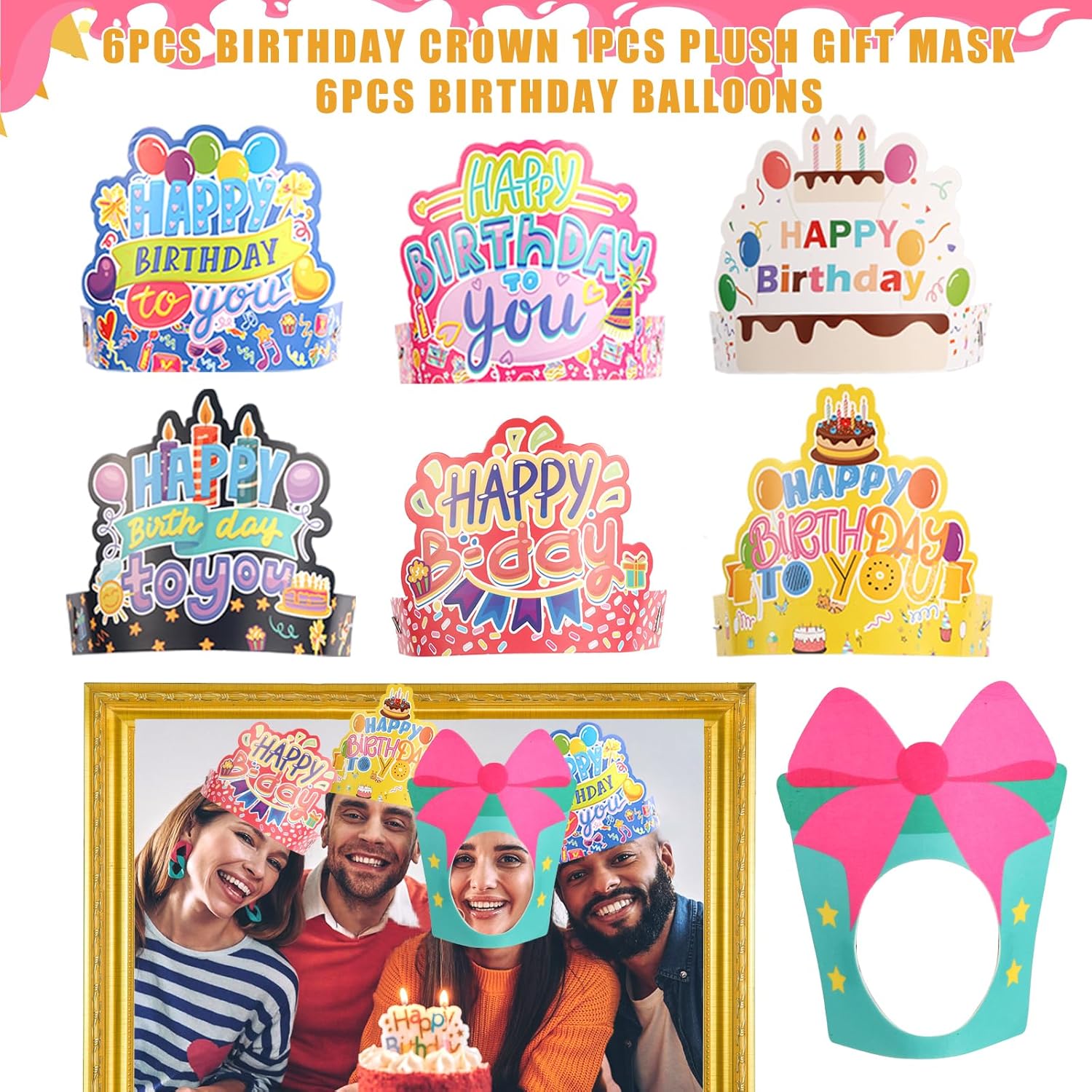 NICOWARM Large Birthday Photo Booth Props Kit