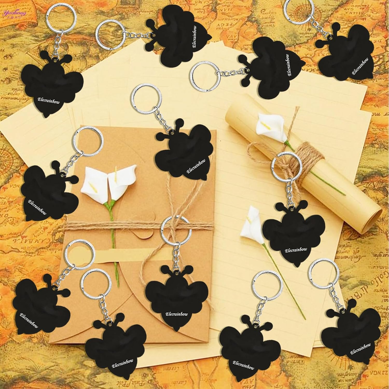 6 Pack Cute Bee Keyring Party Favors