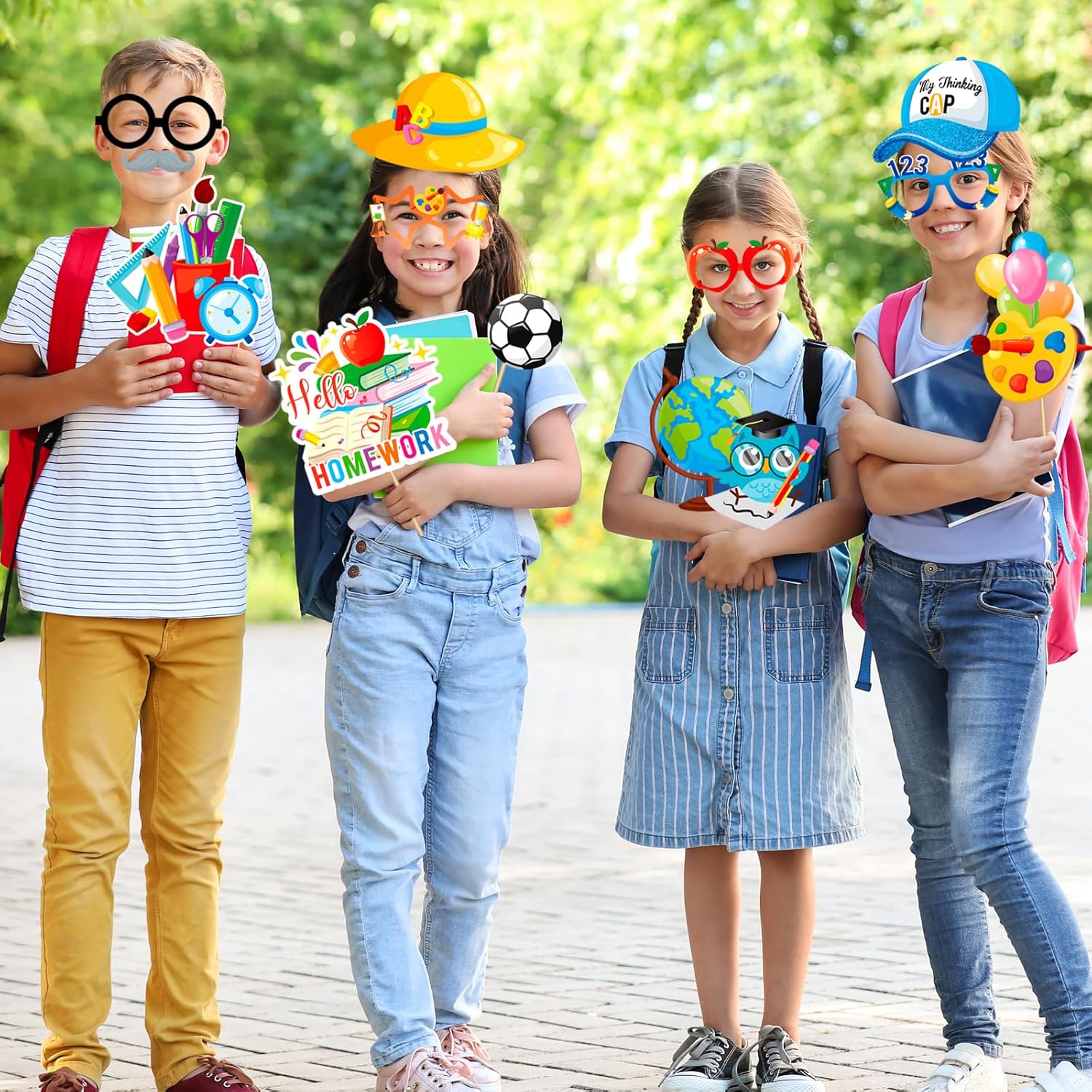 HOWAF Back to School Photo Booth Props Kit 25pcs Welcome Frame