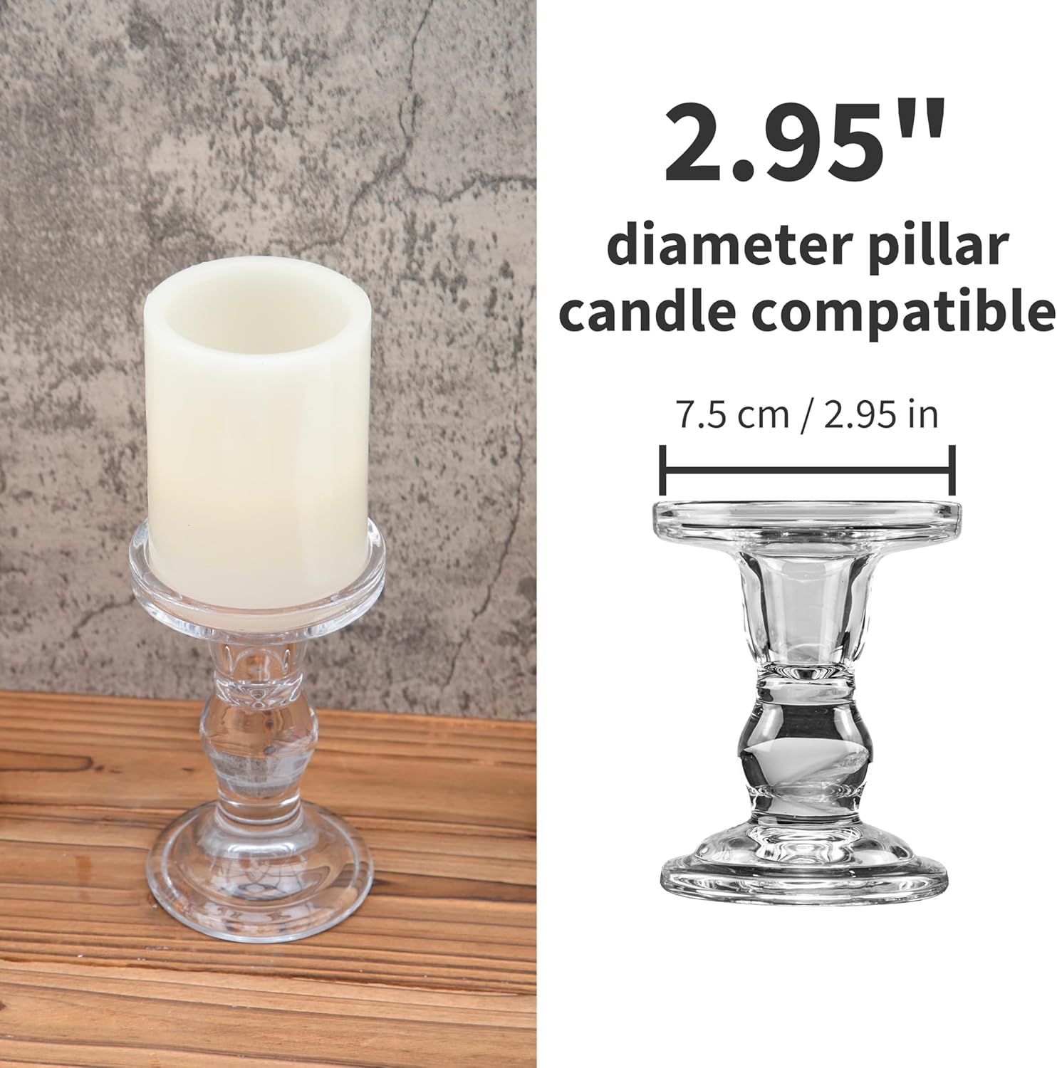 YAKii Clear Glass Candle Holder Set of 3