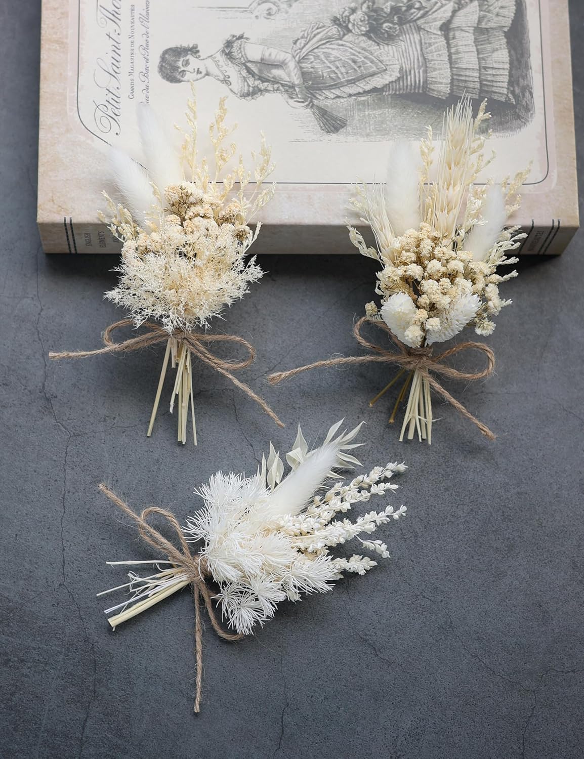 Mini Dried Flower Bouquet Set 12 Pcs White