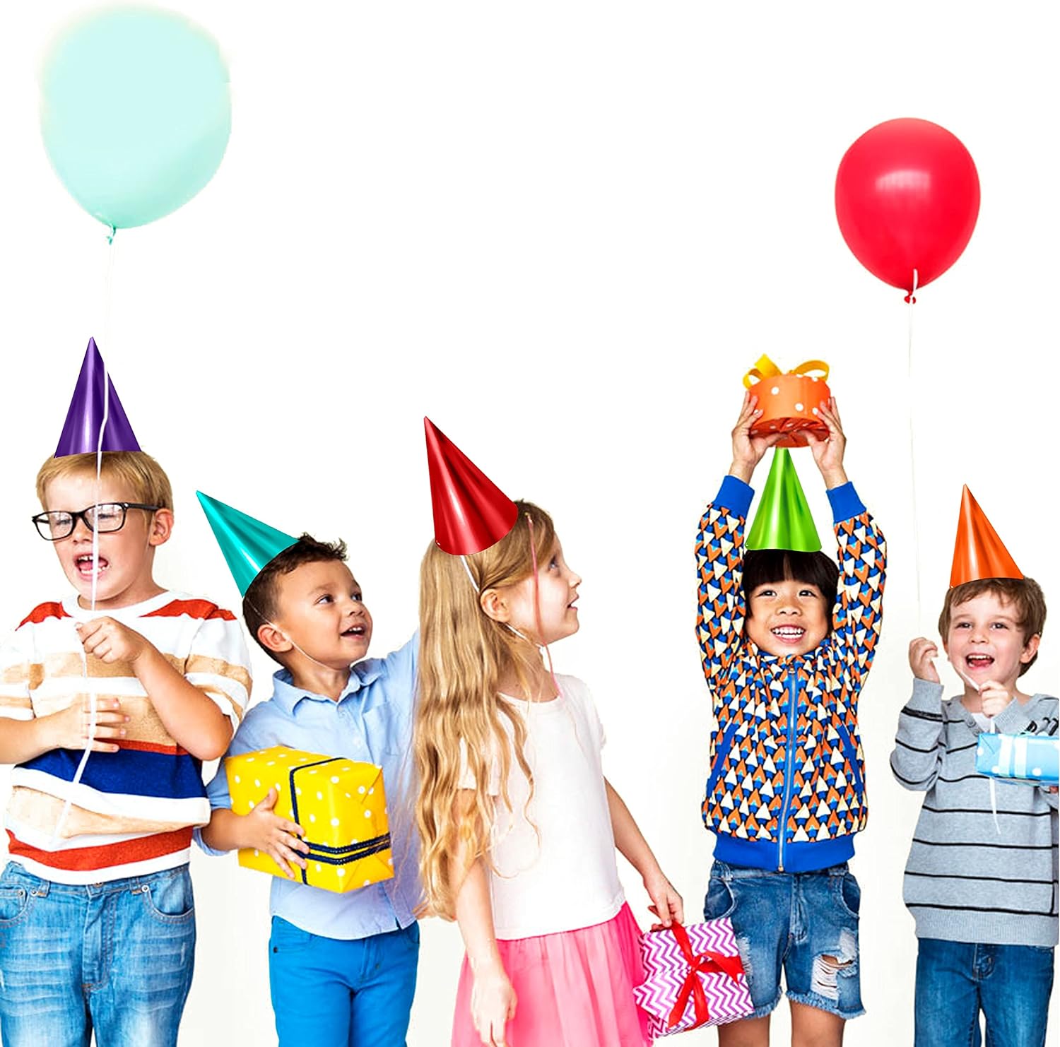 Tytroy 12 Assorted Metallic Cone Birthday Hats