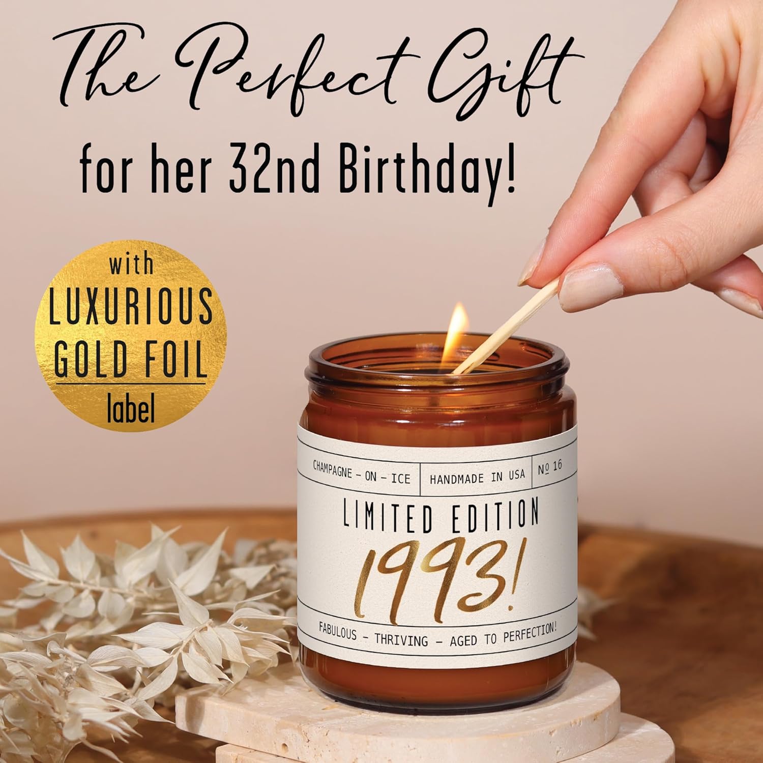 Limited Edition 1993 Soy Candle 32nd Birthday Gift for Her