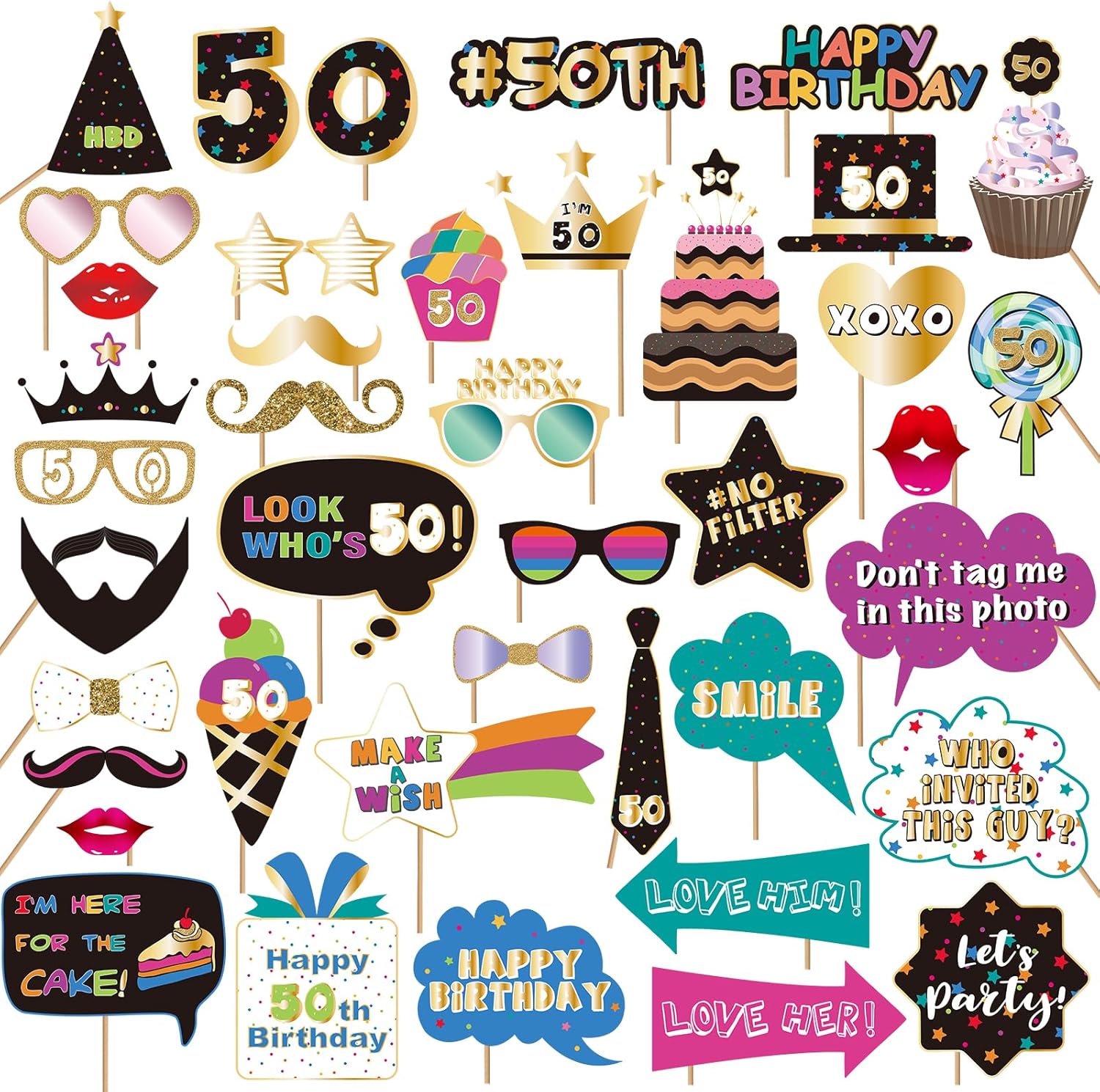 BRT Bearingshui 50th Birthday Photo Booth Props Kit
