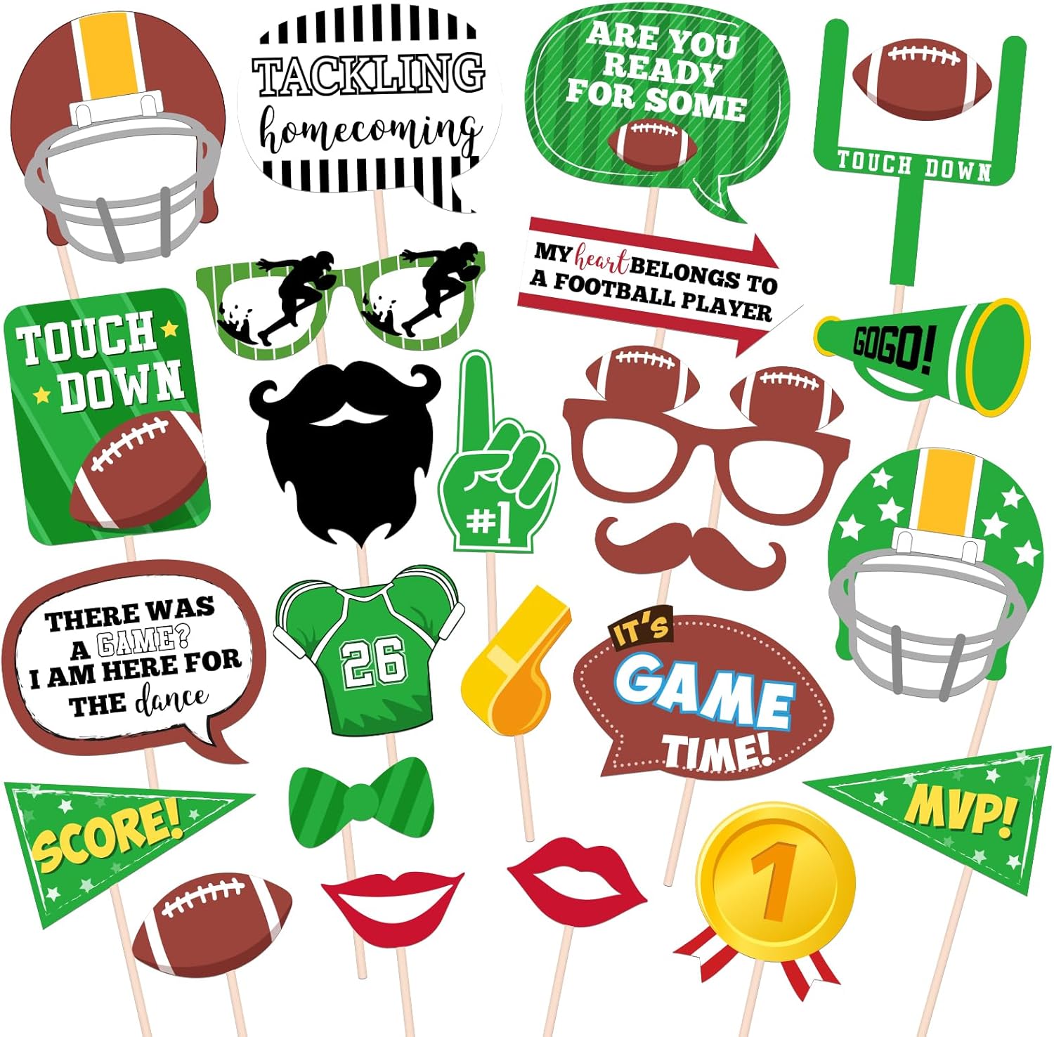 Maicaiffe Football Birthday Photo Booth Props - 24 Pcs