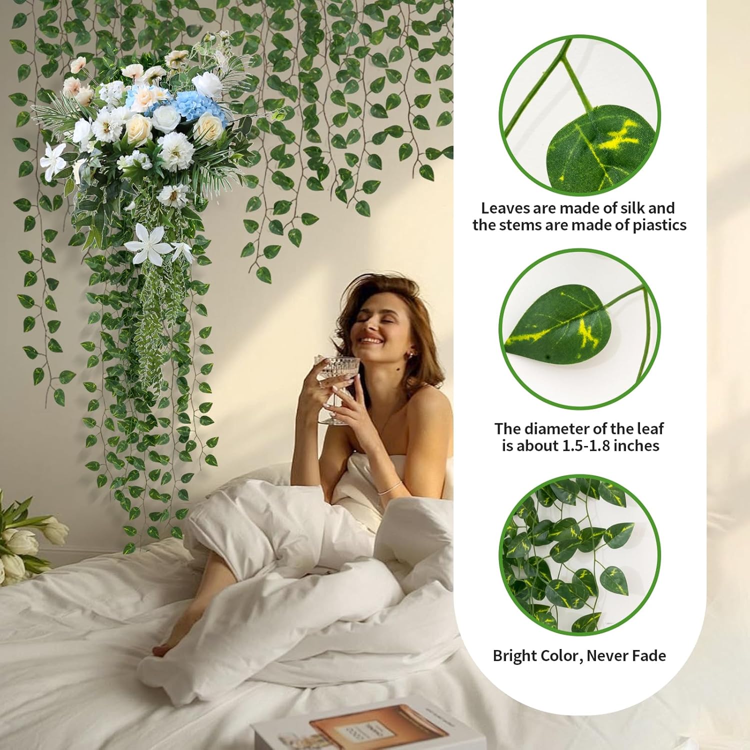 12 Pack 86 Ft Artificial Vines for Home Decor