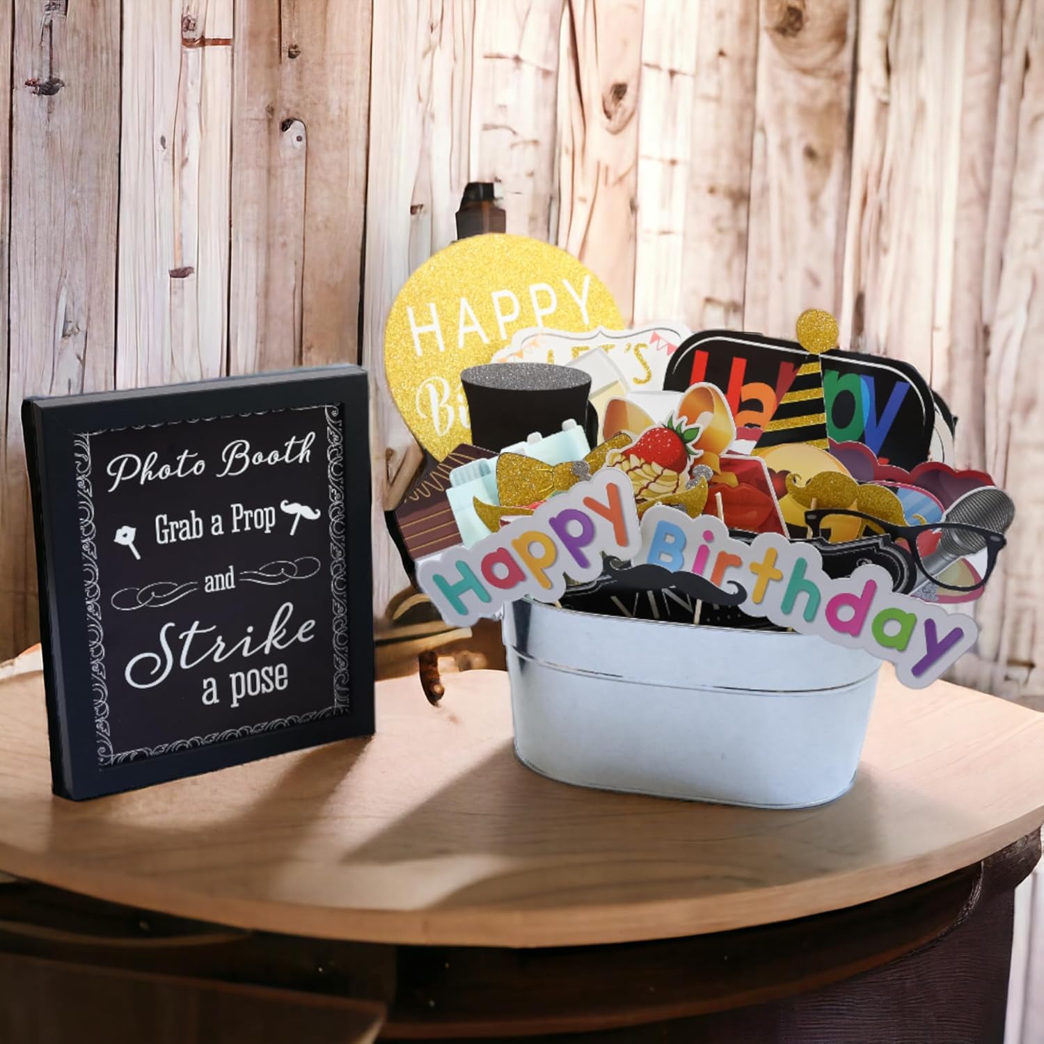 Birthday Photo Booth Props - 41pc Kit with 8x10 Sign