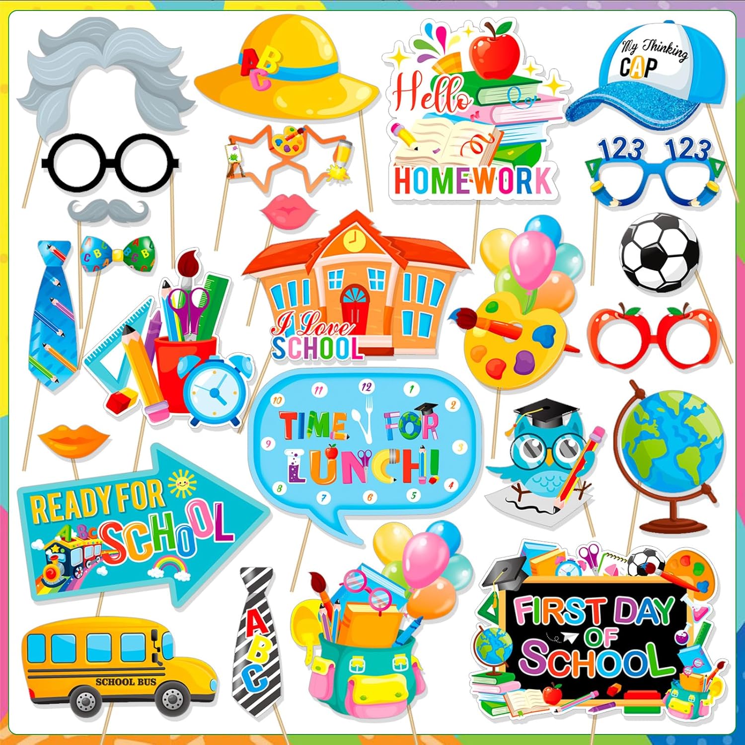 HOWAF Back to School Photo Booth Props Kit 25pcs Welcome Frame