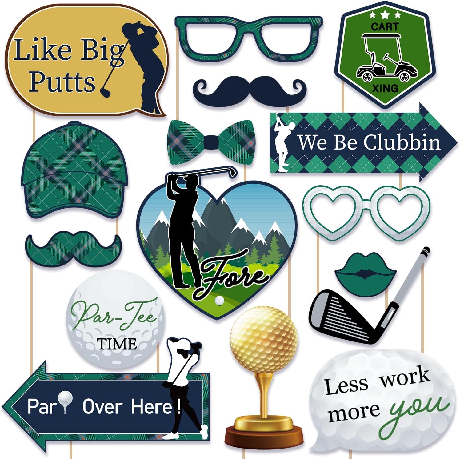 Duormal Golf Party Photo Booth Props Set