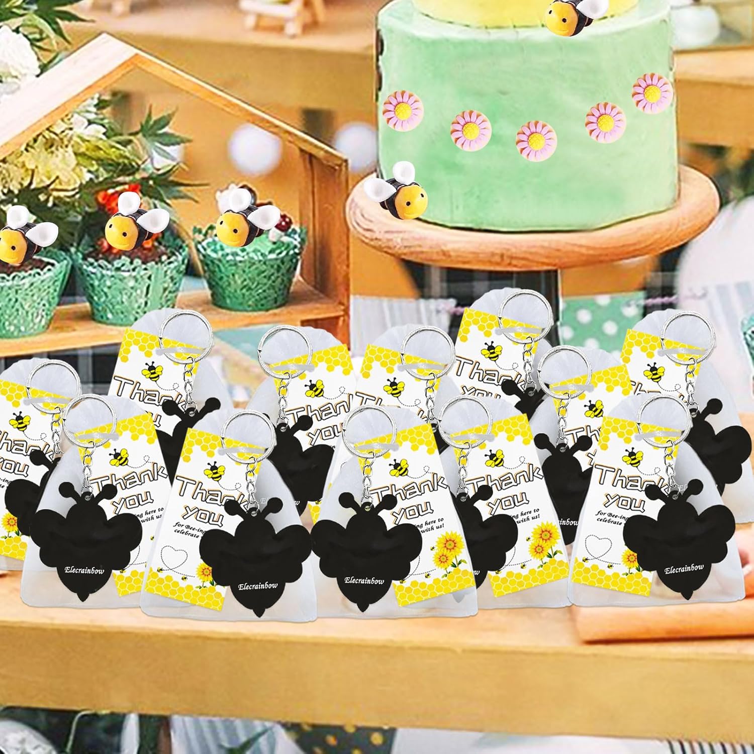 6 Pack Cute Bee Keyring Party Favors