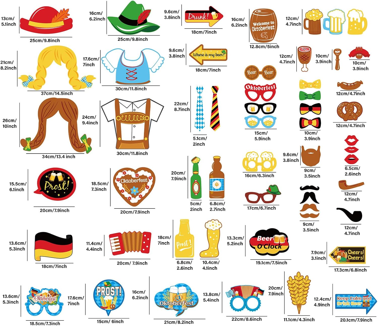 90shine 55 Ct Oktoberfest Photo Booth Props German Theme Decorations