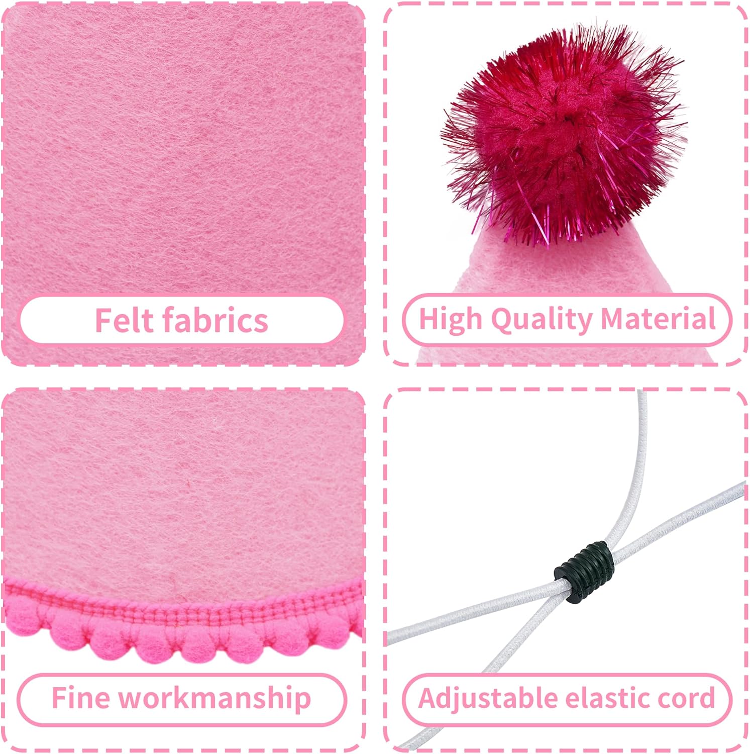 12 Pcs Reusable Felt Party Hats with Pom Poms