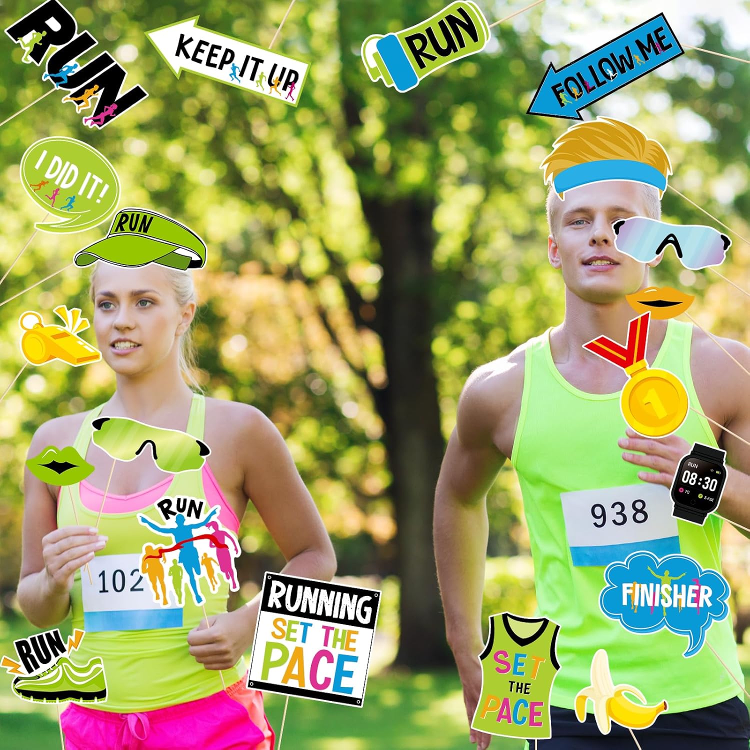 FOZEE Running Photo Booth Props 20Pcs