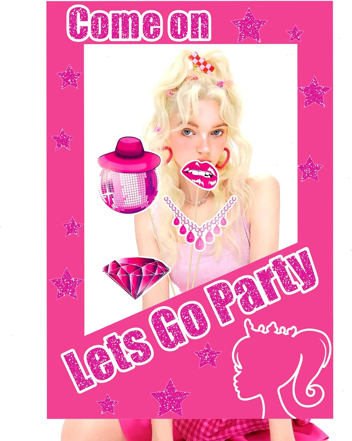 JeVenis 15 Pcs Lets Go Party Photo Booth Props Set