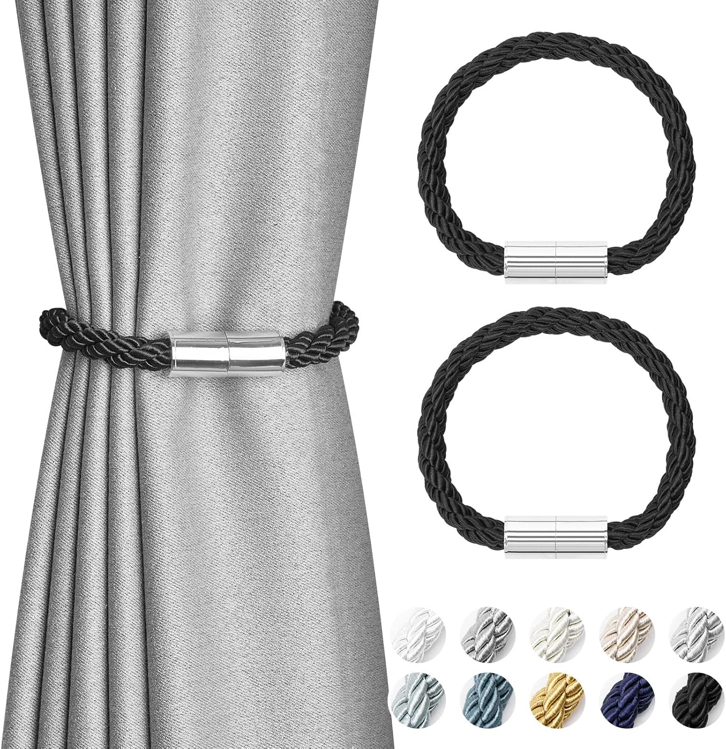 NICEEC 2 Pack Magnetic Curtain Tiebacks Modern Design