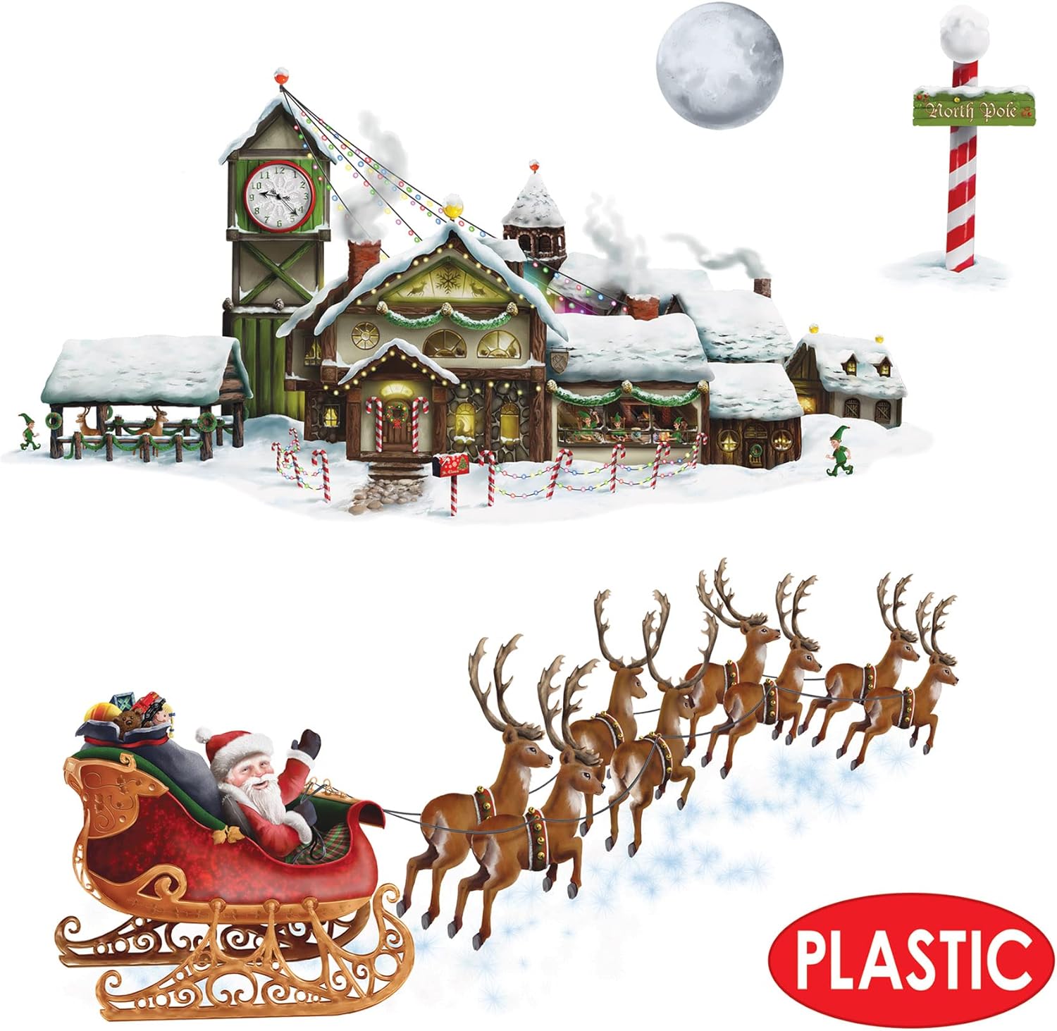 Beistle Santas Sleigh Workshop Props