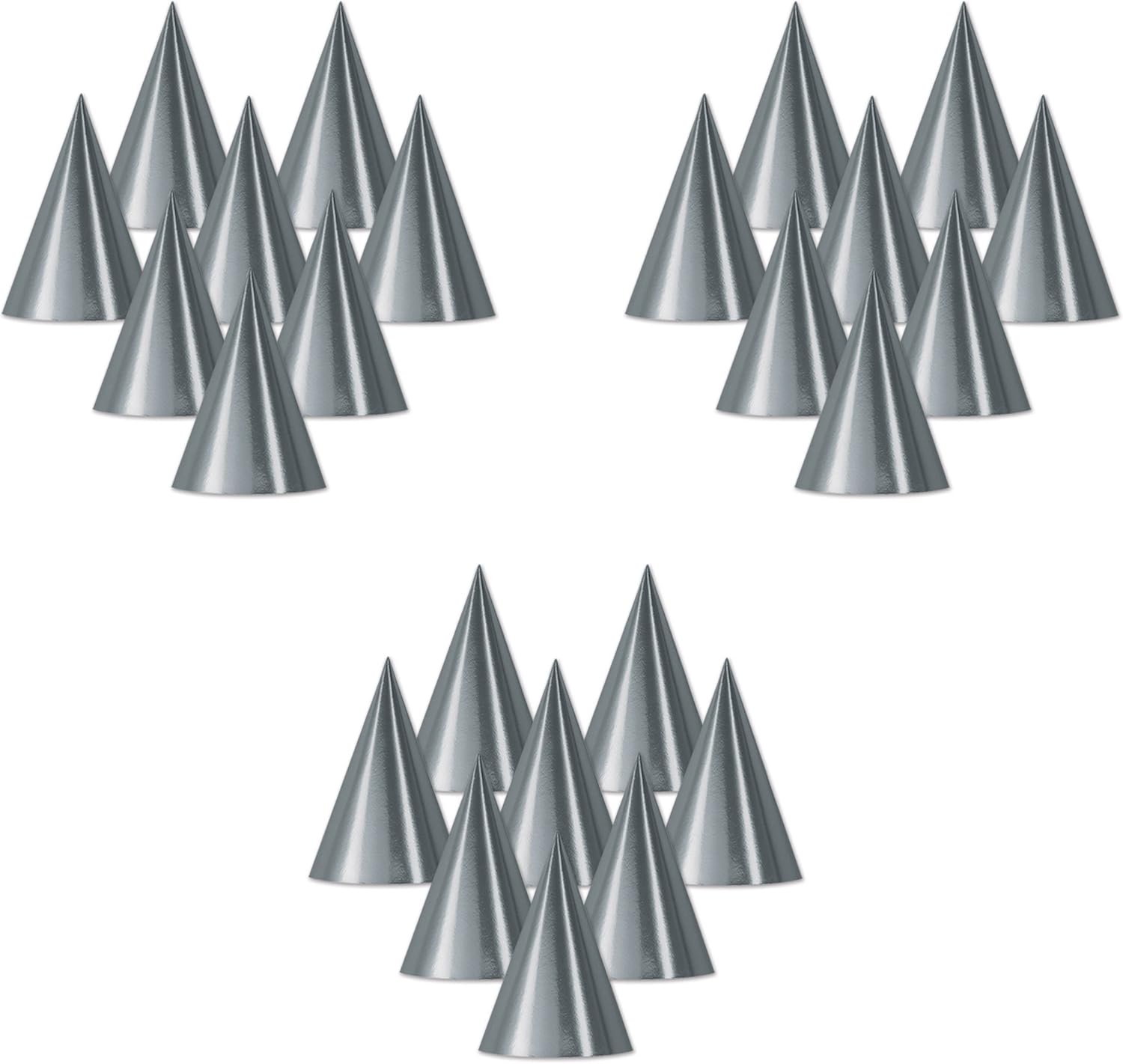 Beistle 24-Piece Silver Cone Hats 675 Inch