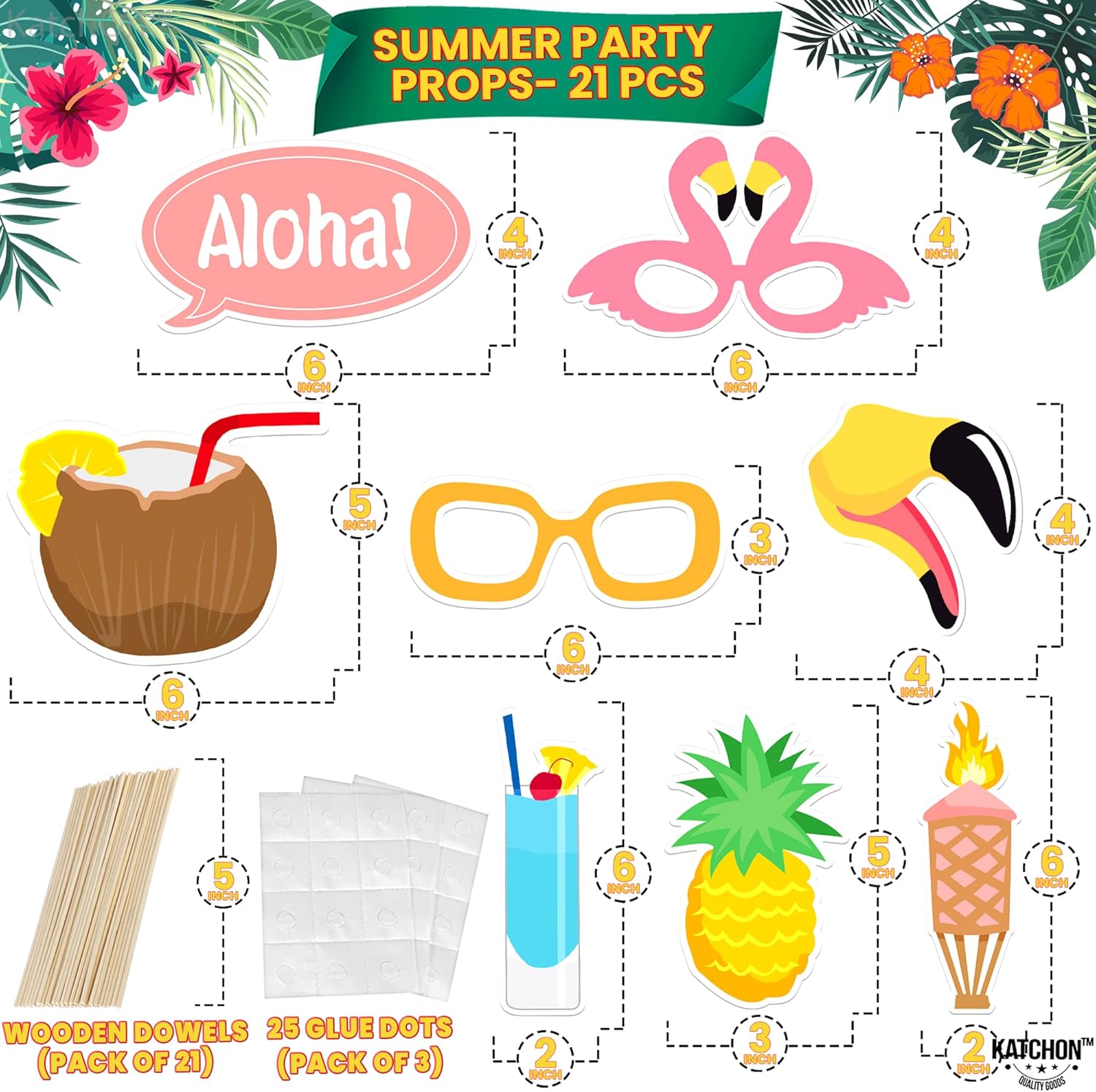 KatchOn Luau Photo Booth Prop Frame 28x23 Inch