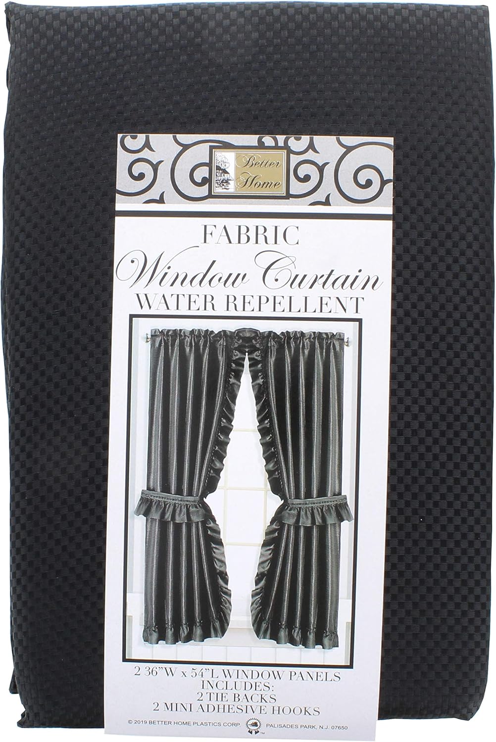 Better Home Ruffled Priscilla Fabric Curtain Set Black