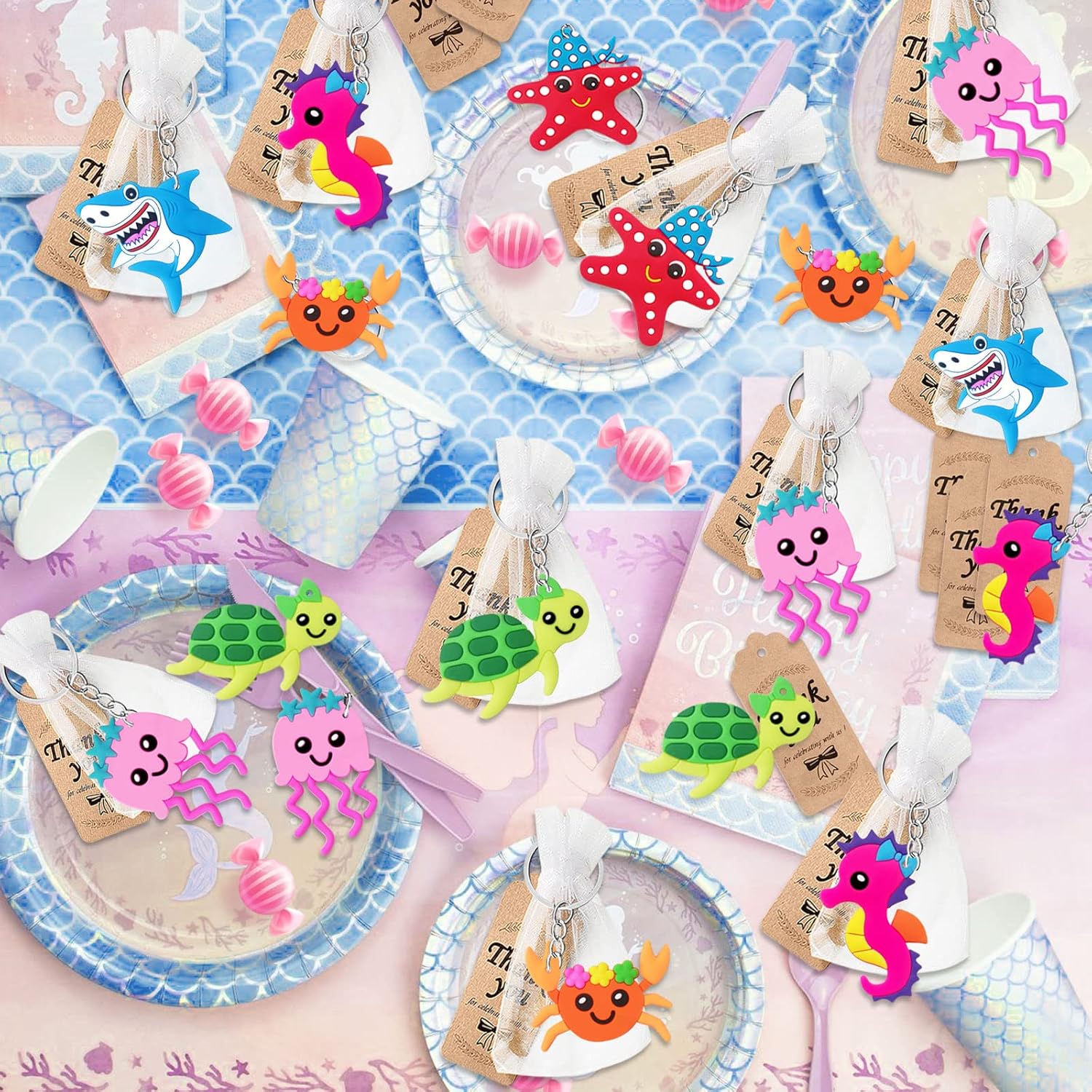 CiciBear 24 Pack Sea World Keychains for Parties