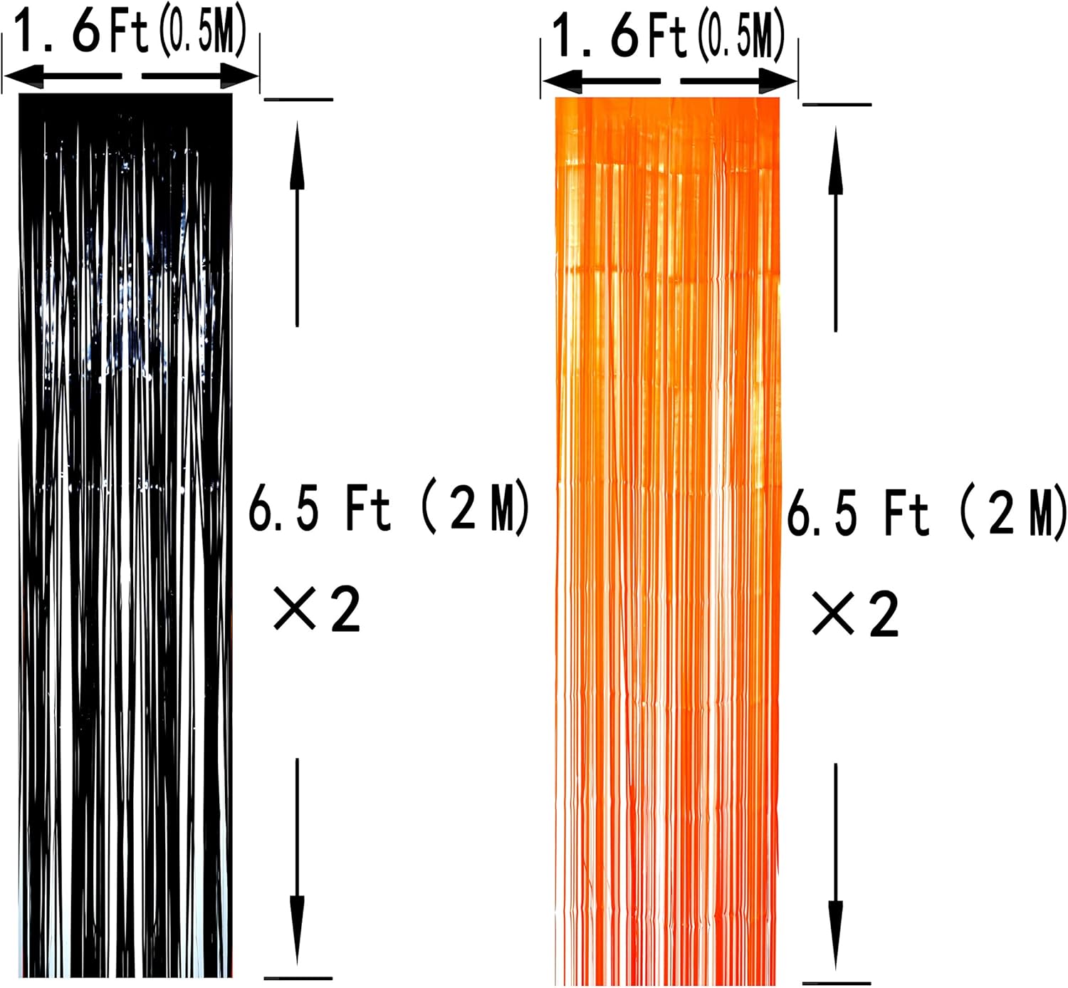Black Orange Party Tinsel Foil Fringe Curtains