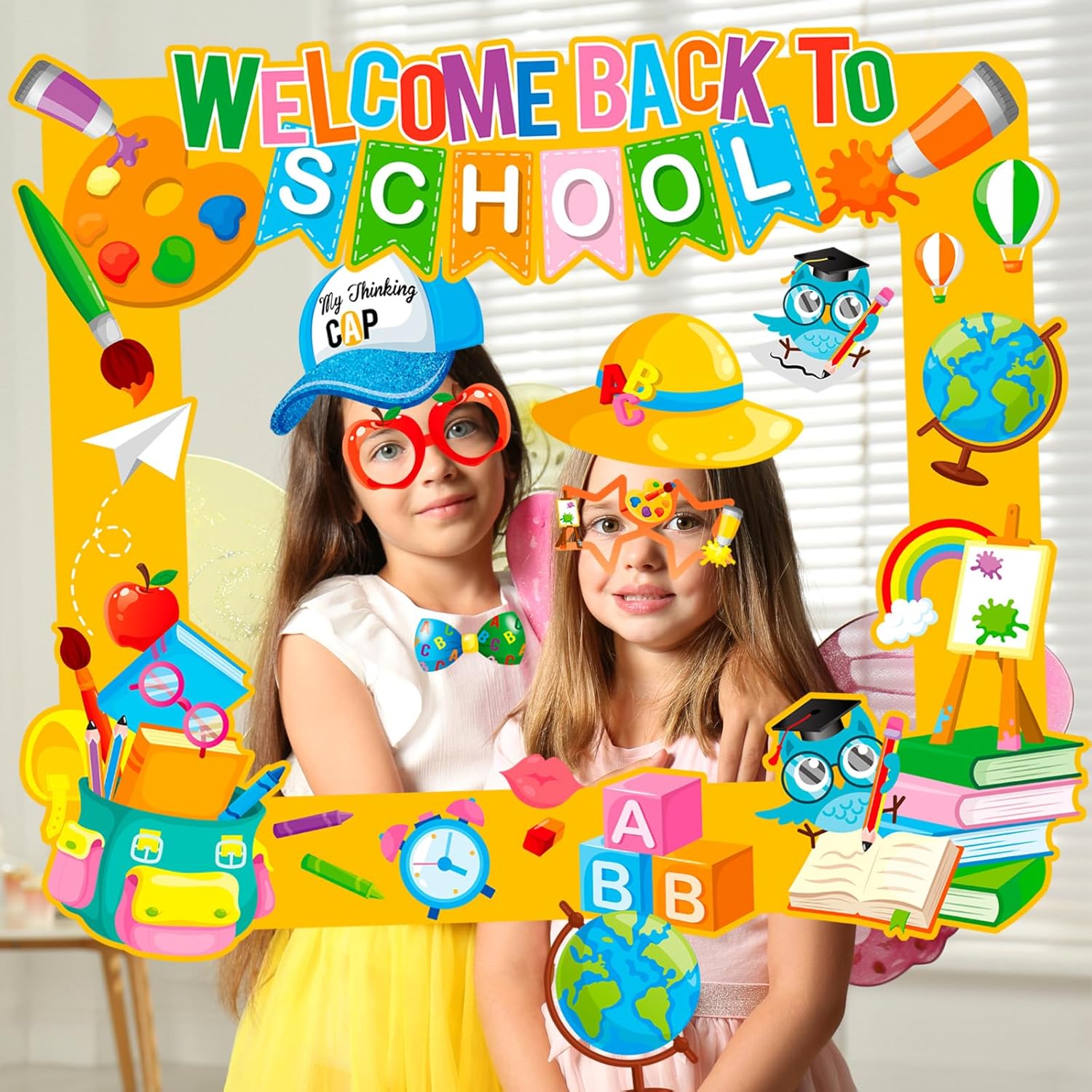 HOWAF Back to School Photo Booth Props Kit 25pcs Welcome Frame