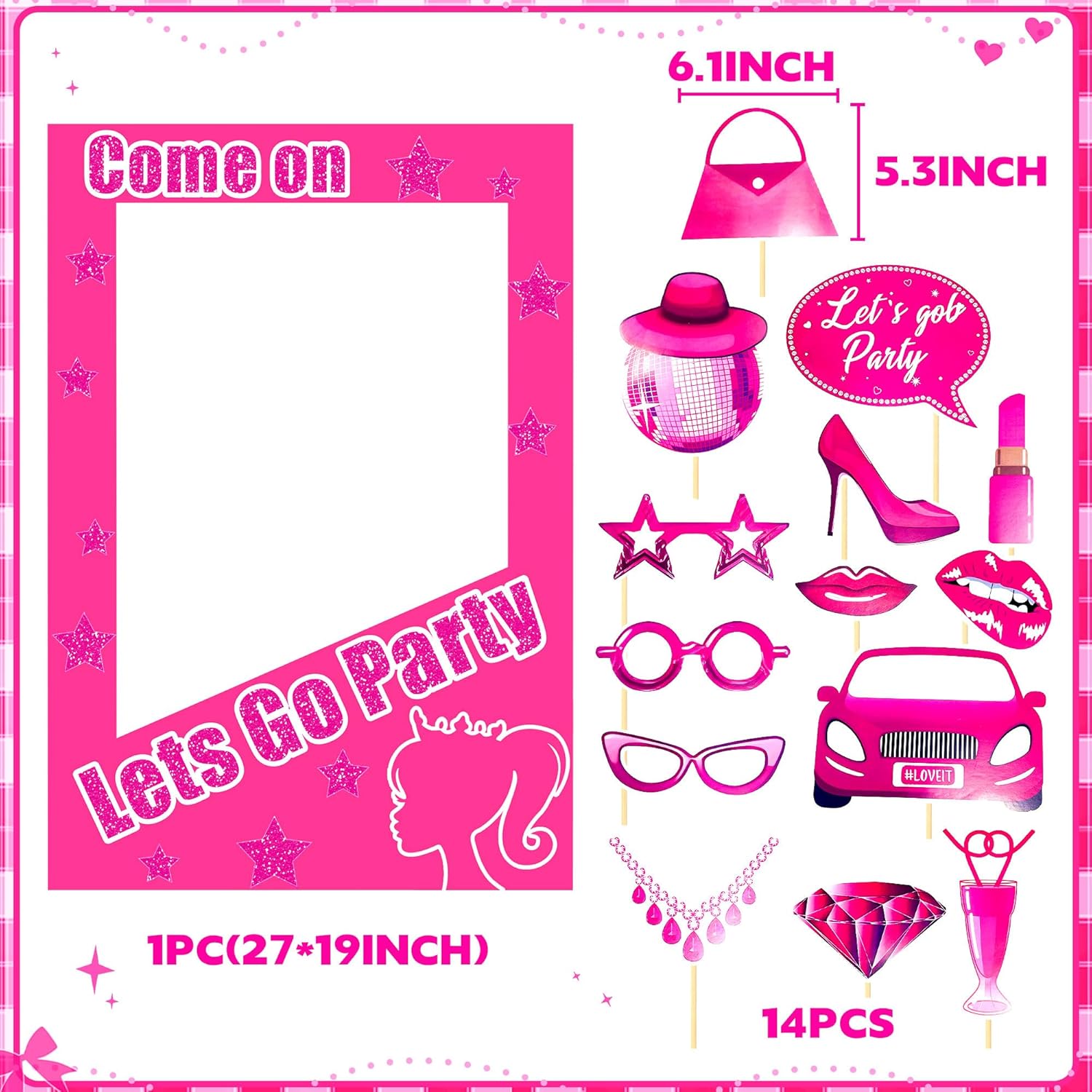 JeVenis 15 Pcs Lets Go Party Photo Booth Props Set