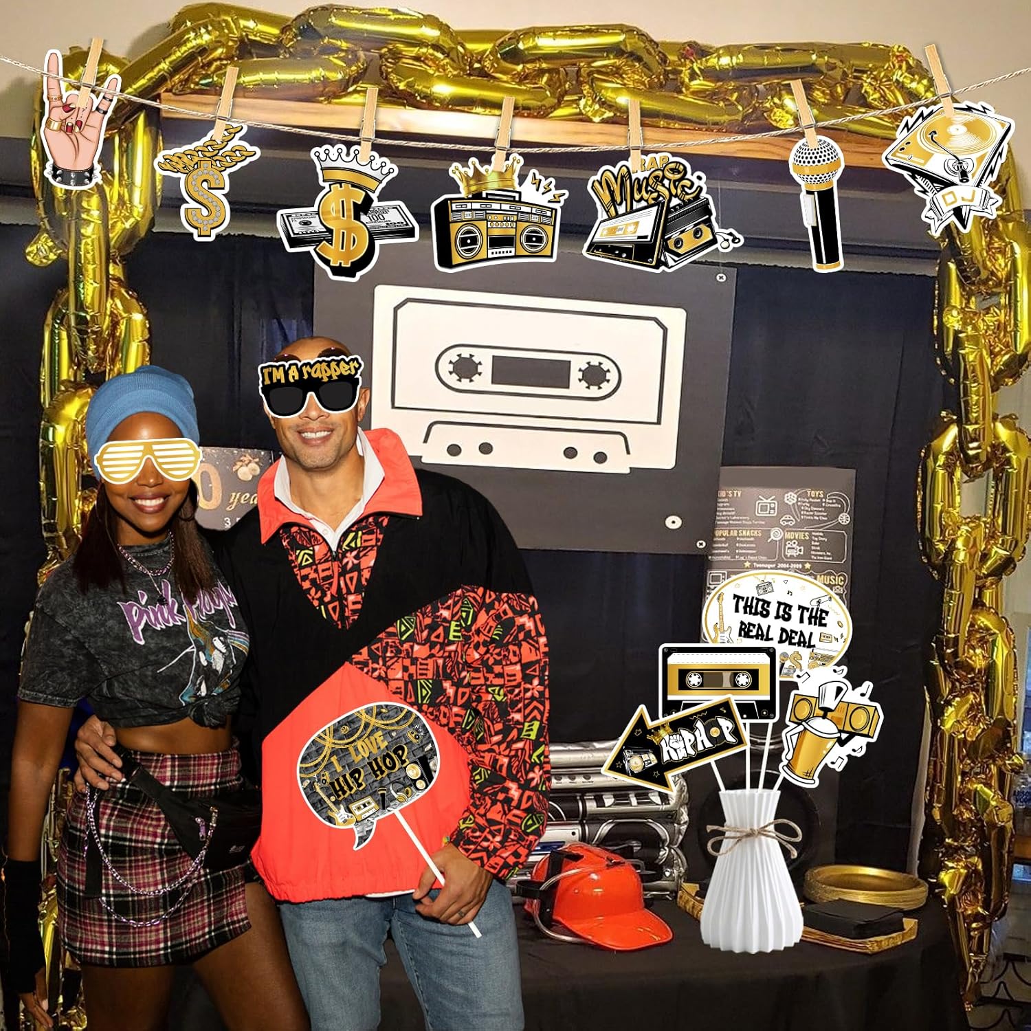 Cheereveal Hip Hop Photo Booth Props 24 Pieces