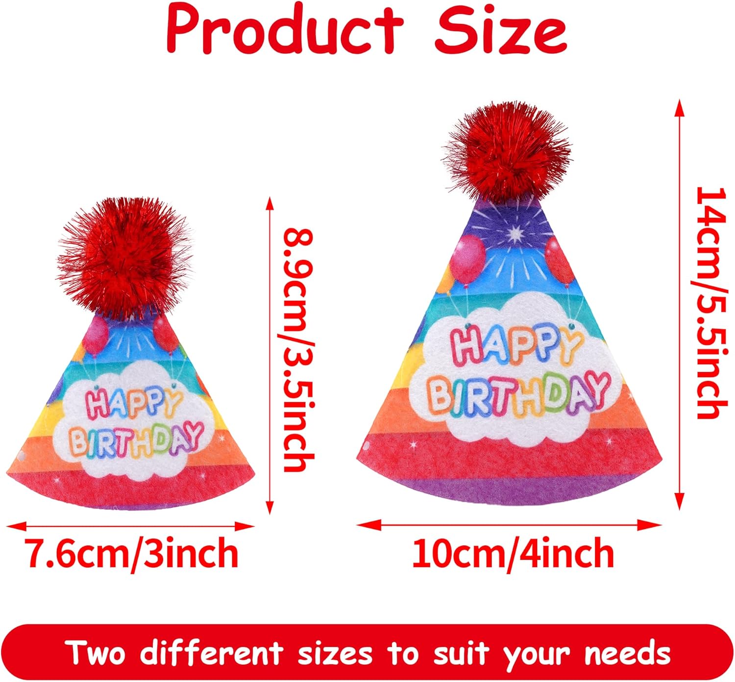 JpGdn 10PCS Felt Birthday Cone Hats for Kids Pets and Animals