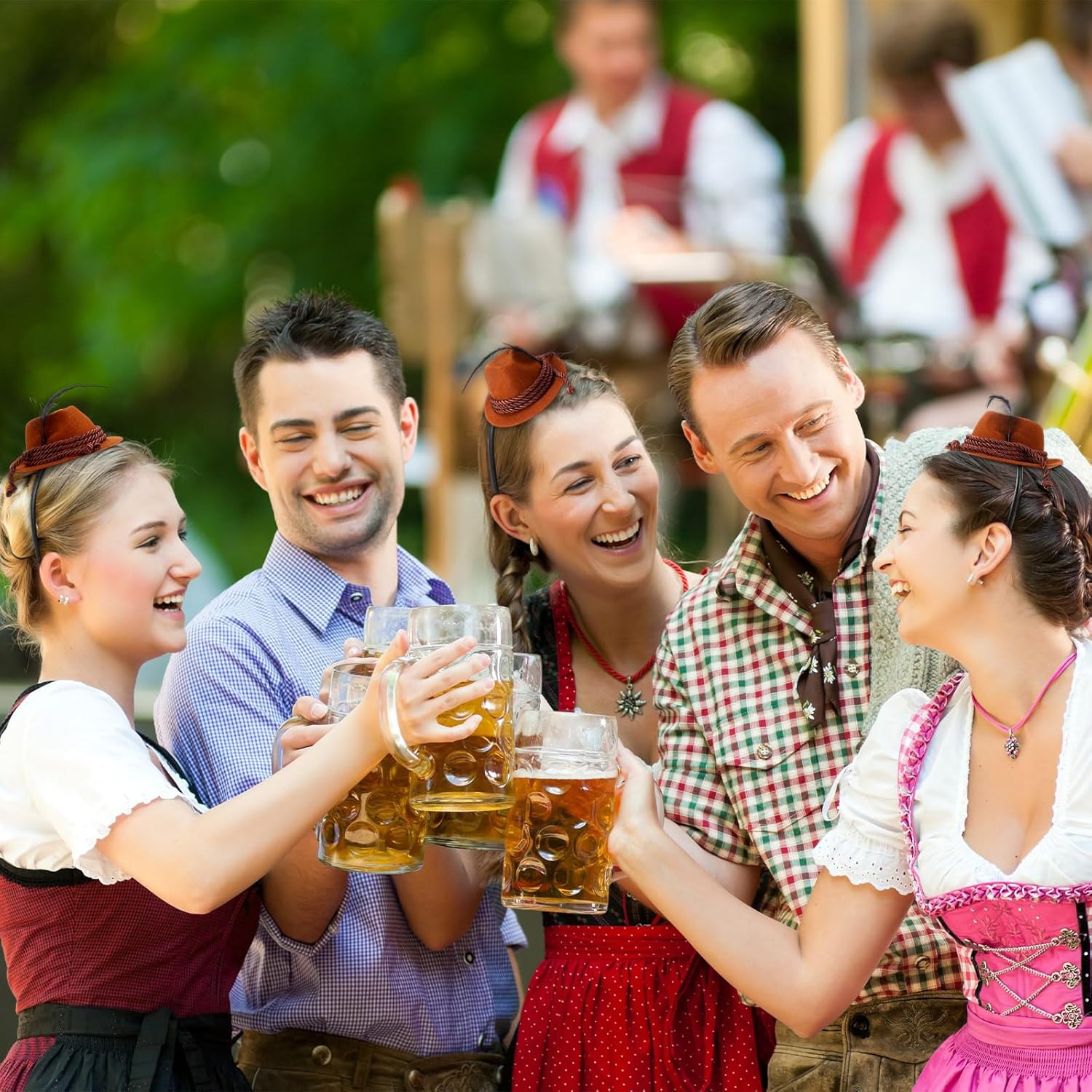 4 Pcs Oktoberfest Headbands with Feathers for Costume Party