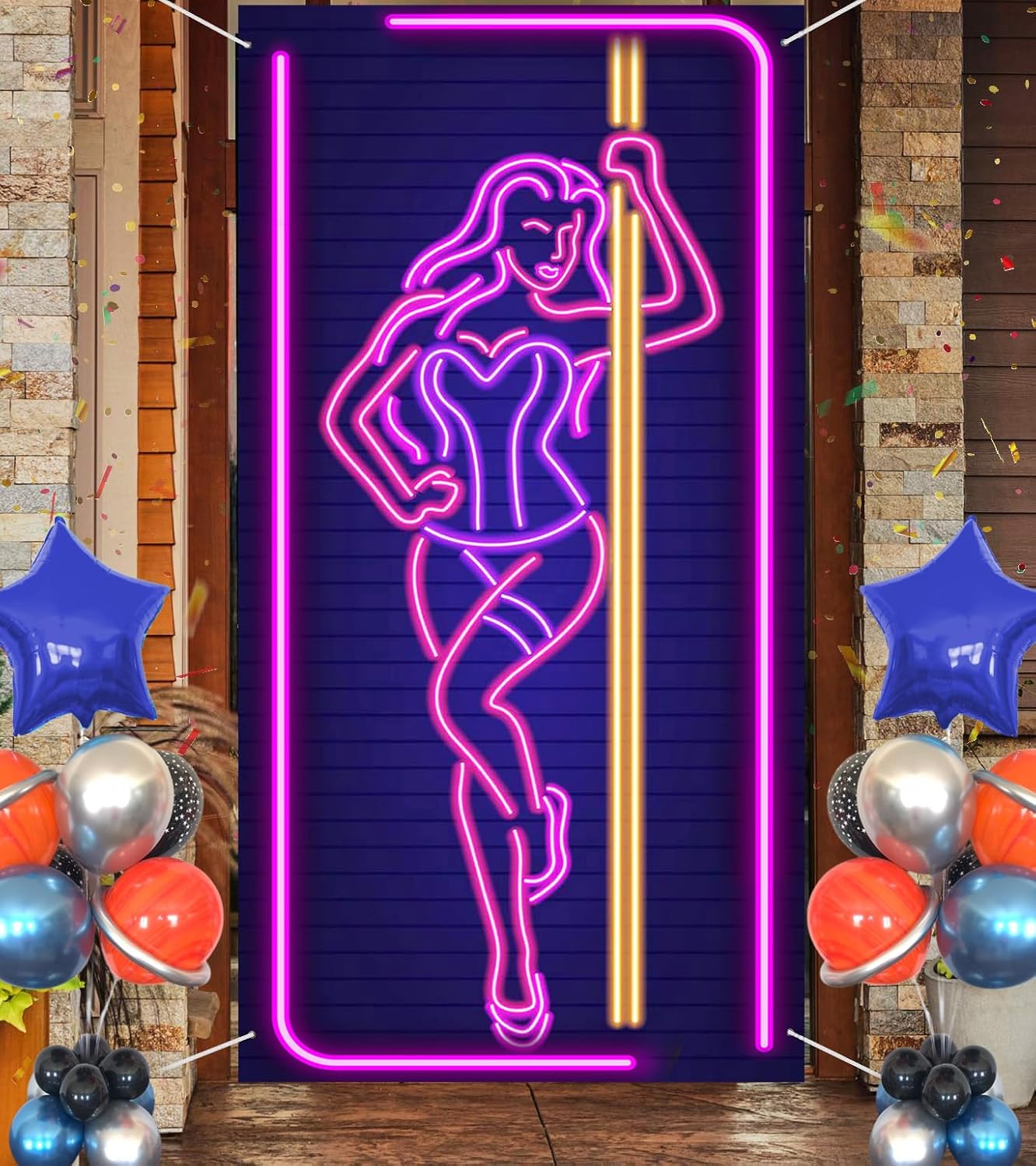 Neon Pole Dance Hot Sexy Girl Decor Banner