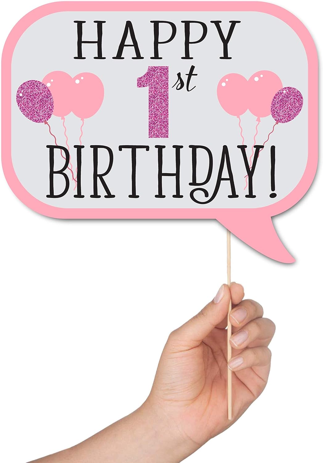 1st Birthday Photo Booth Props - 41 Piece Kit with Sign Sticks Adhesive Pads
