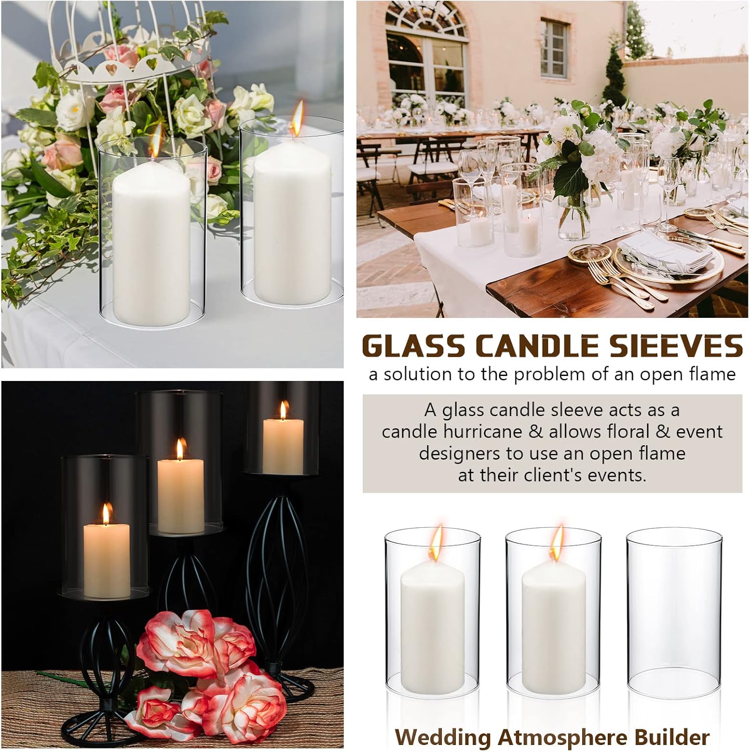 Yaomiao 6 Pcs Hurricane Glass Candle Holders