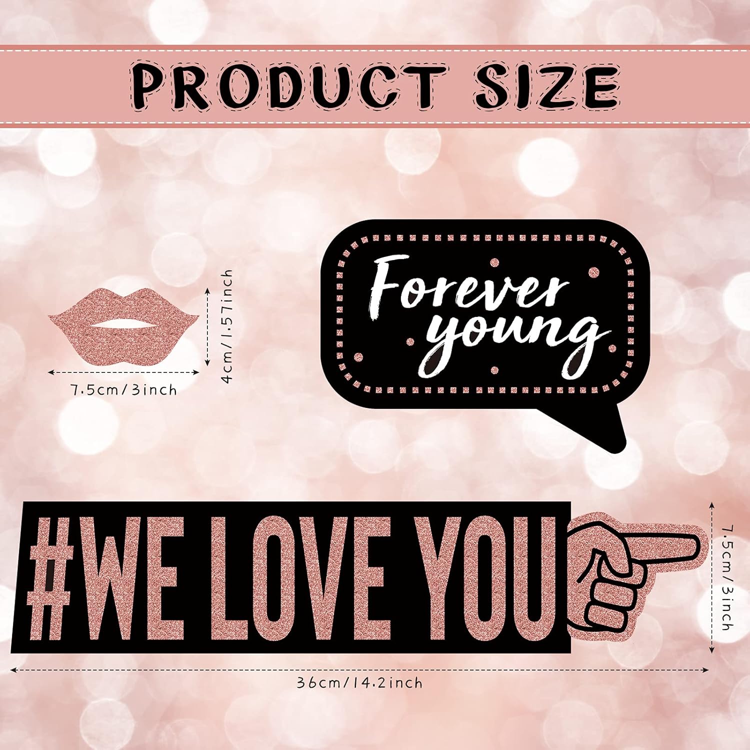 Tenare 36 Pcs Gold Birthday Photo Booth Props