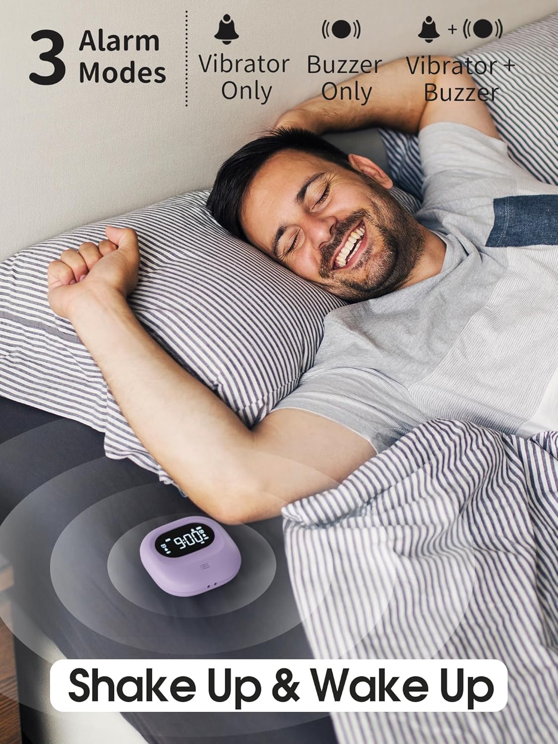 Roxicosly Super Strong Vibrating Alarm Clock for Heavy Sleepers