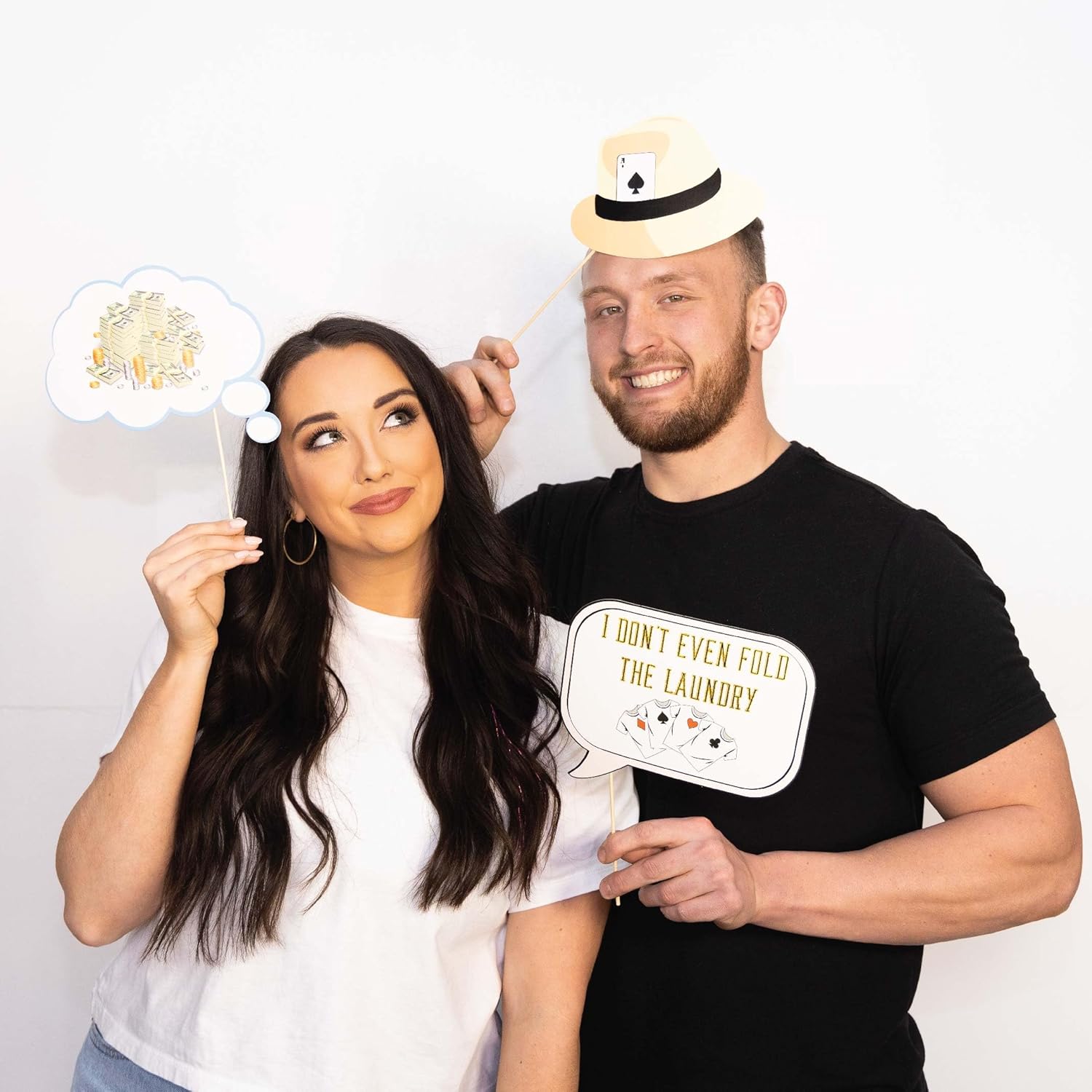 Casino Party Photo Booth Props Set - 41 Piece with Sign and Sticks