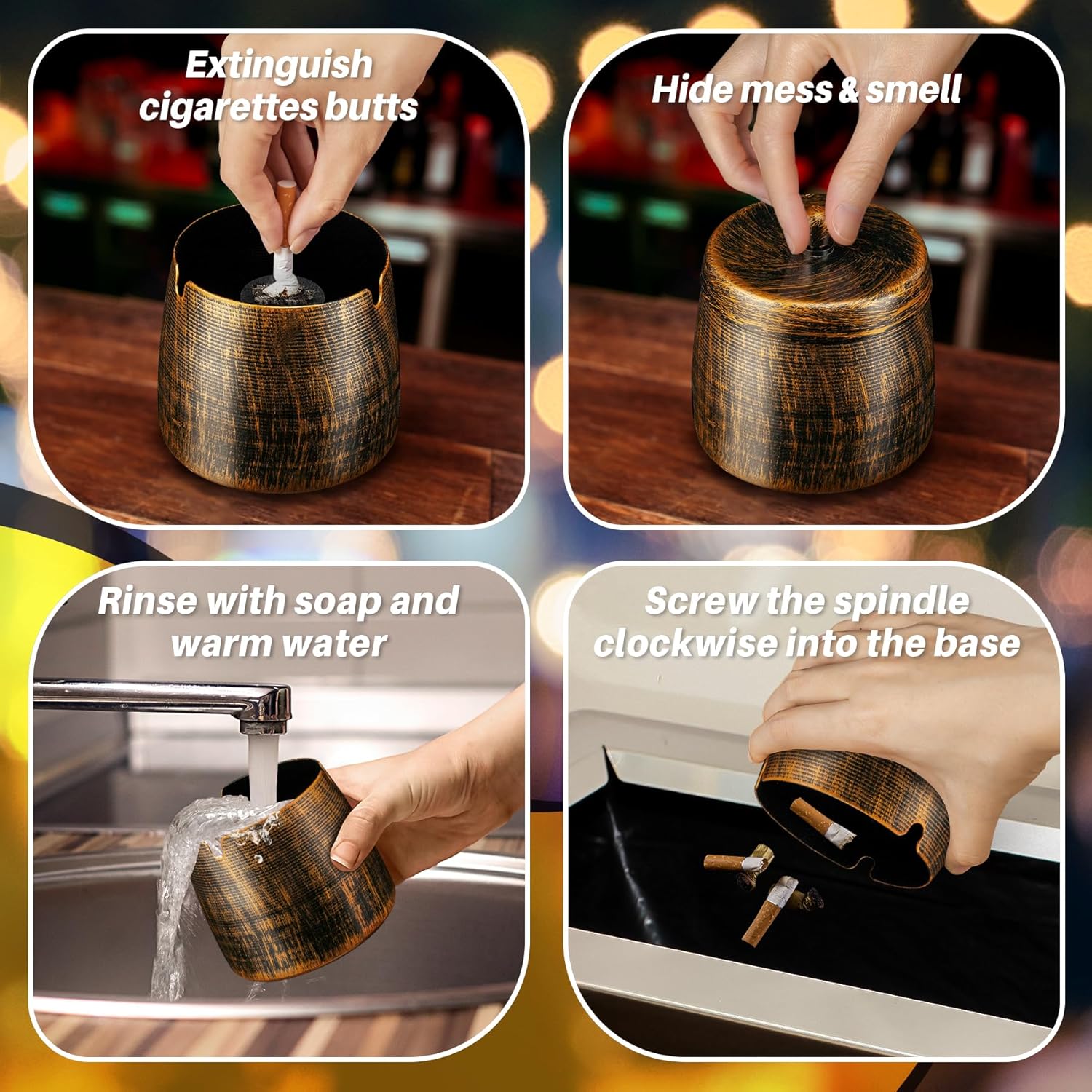 Yiiwinwy Windproof Cigarette Ashtray Outdoor