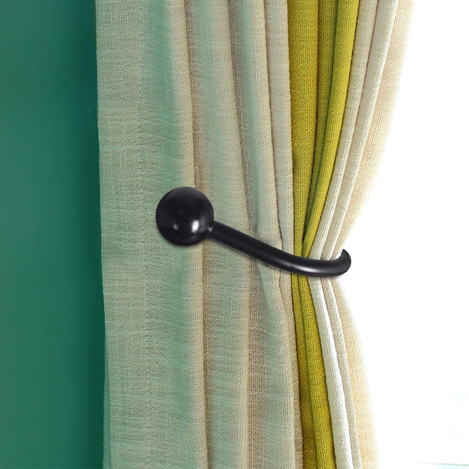 HEMOUR Curtain Holdback 4 Pcs Wall Mounted Drapery Tiebacks Black