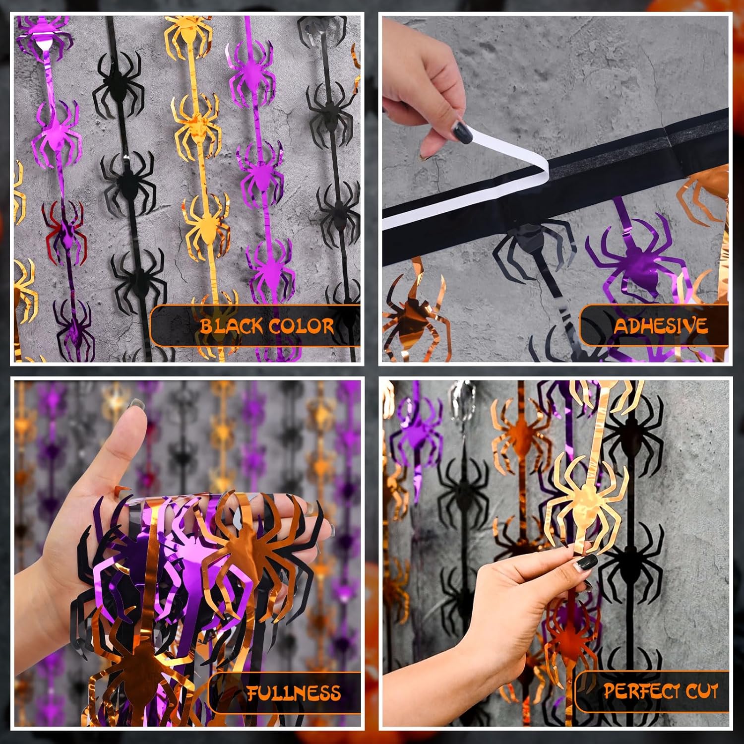 Halloween Decor Tinsel Curtain Set 2 Pack