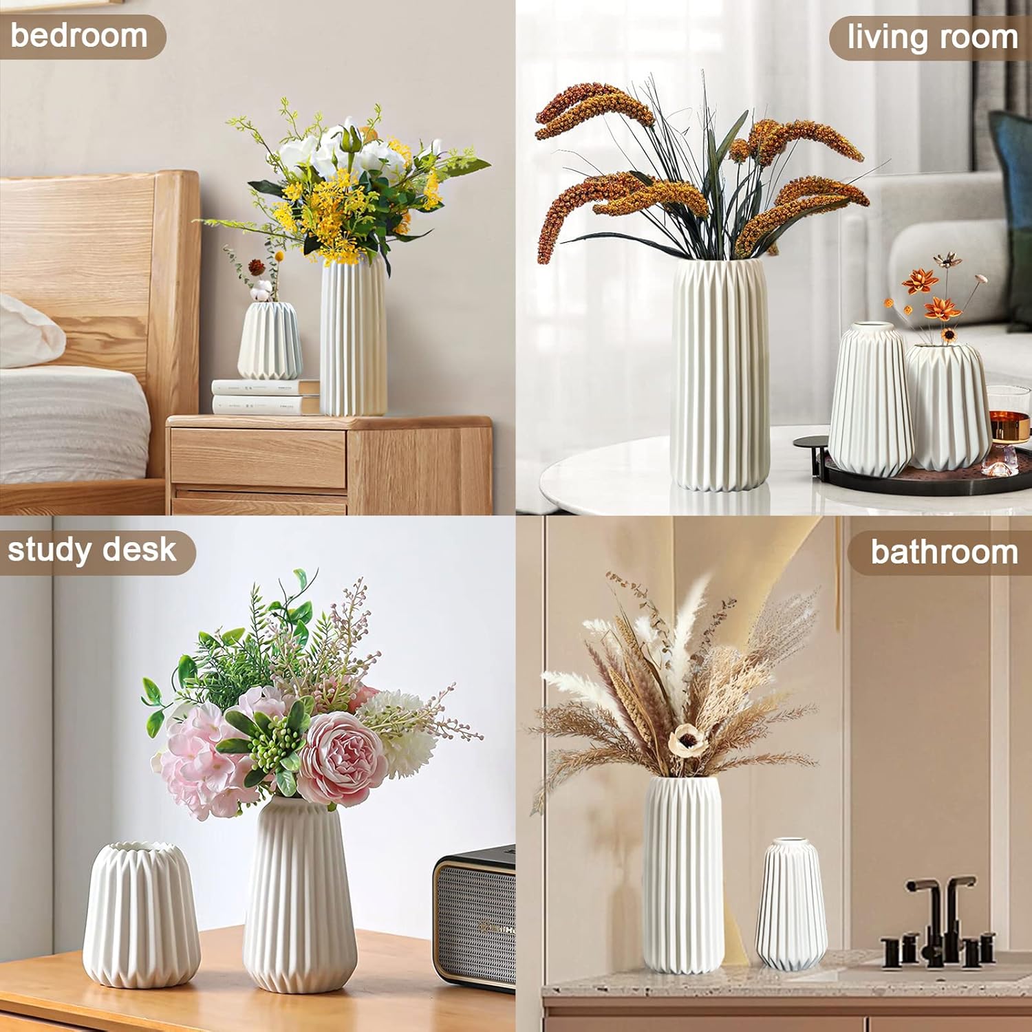 Modern Ceramic Vases Set of 3 for Home Decor