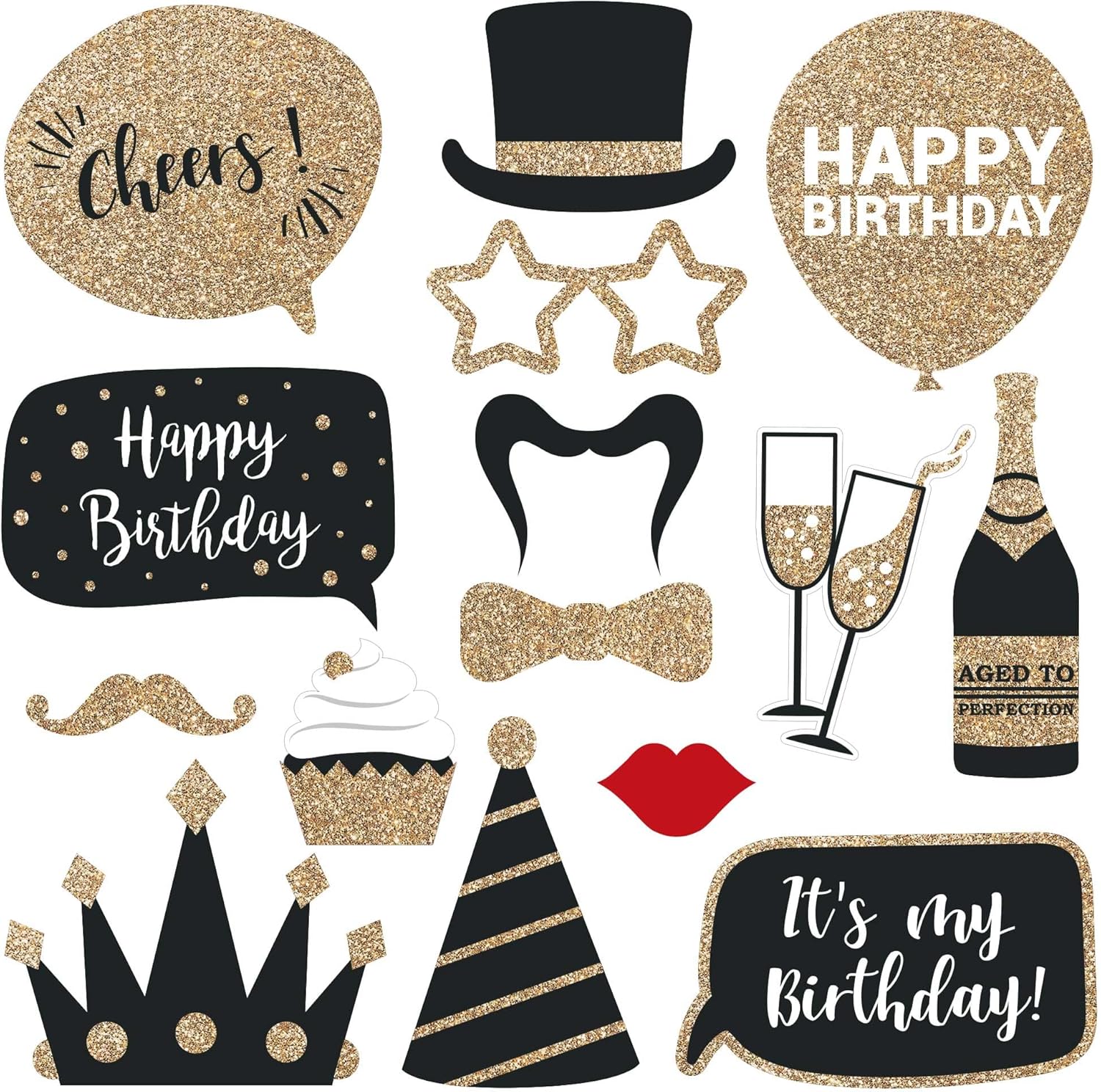 Perfect Occasion Fully Assembled Birthday Photo Booth Props 30 Piece Box Set