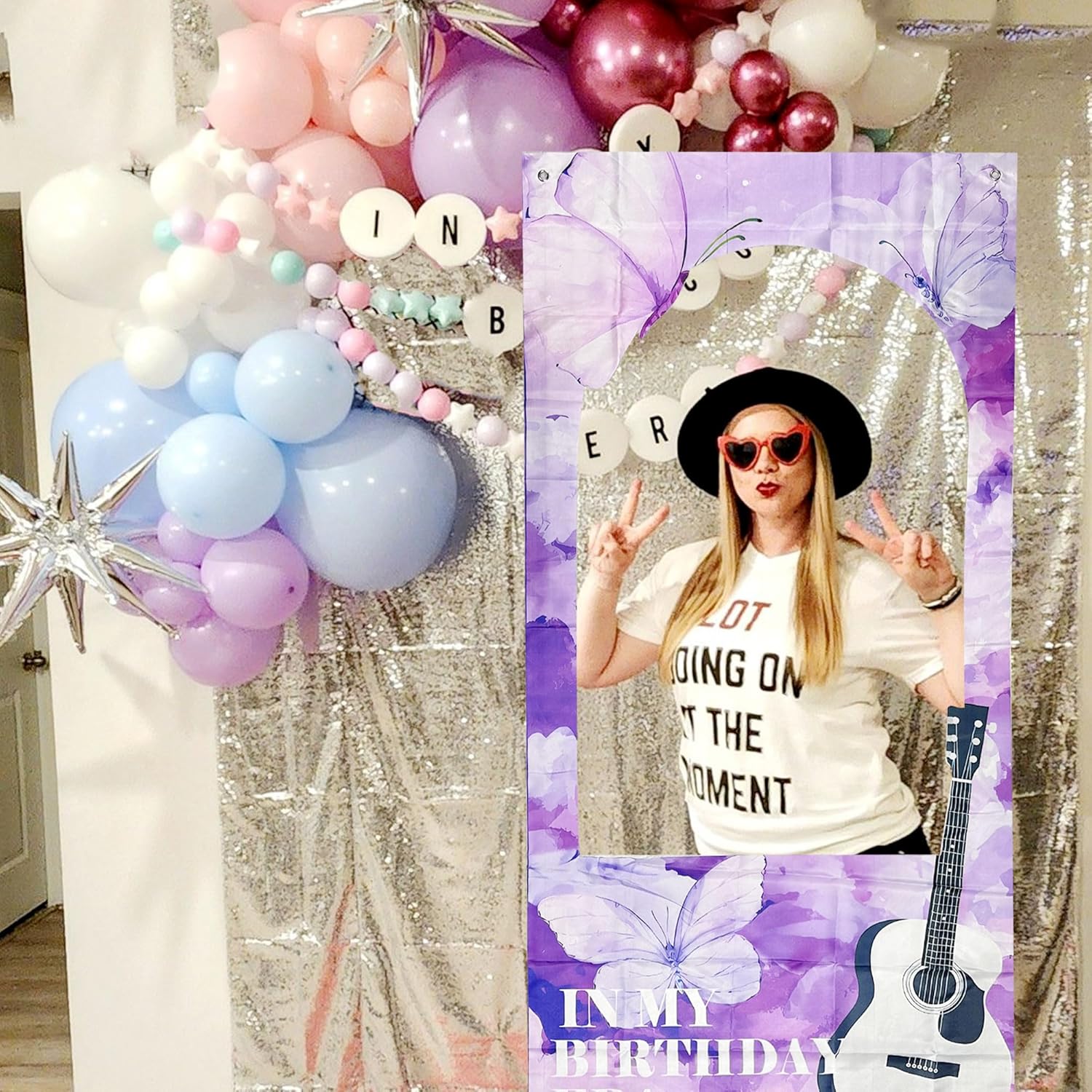 LaVenty Sparkling Guitar Themed Photo Booth Backdrop
