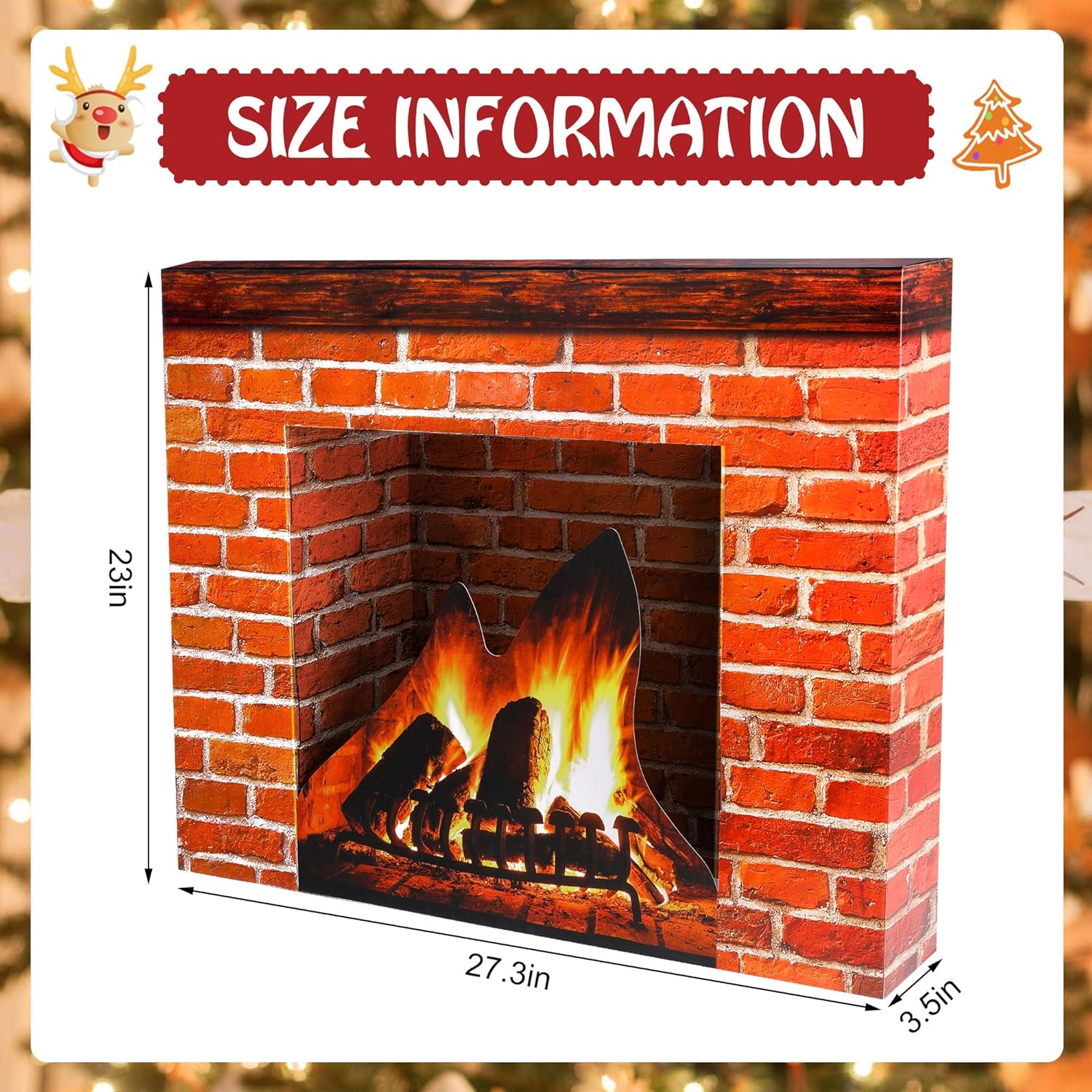 Purple Star 1N Christmas Cardboard Fireplace Prop