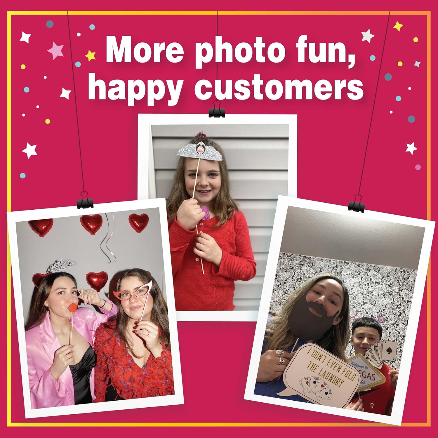Casino Party Photo Booth Props Set - 41 Piece with Sign and Sticks