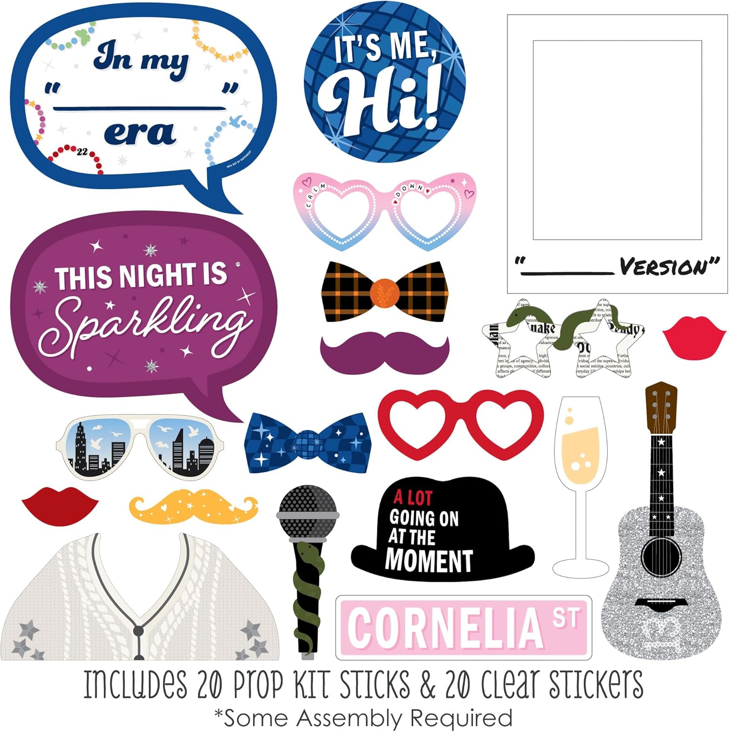 Big Dot of Happiness Party Era Photo Booth Props - 20 Ct