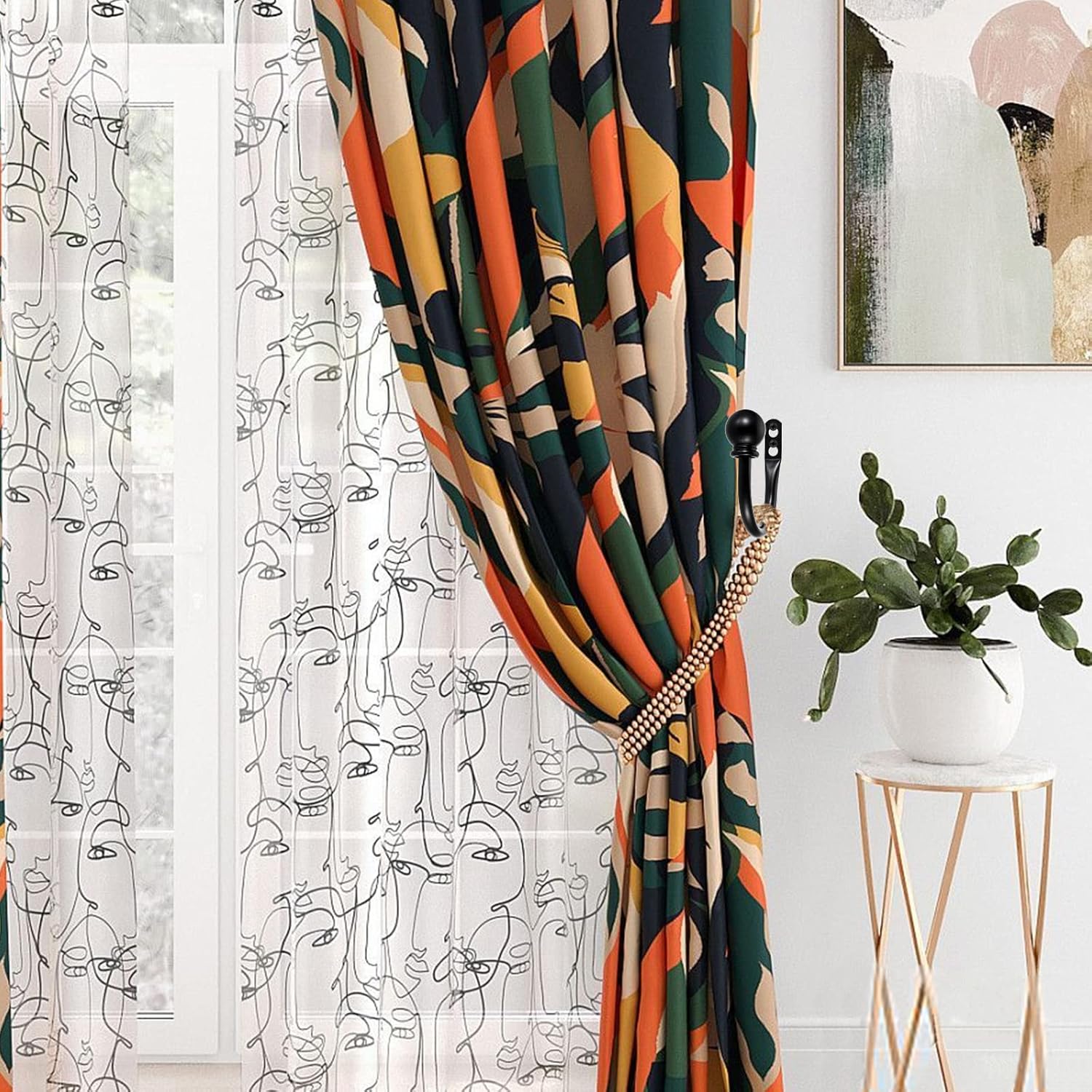 Sumnacon Set of 4 Decorative Curtain Holdbacks Black