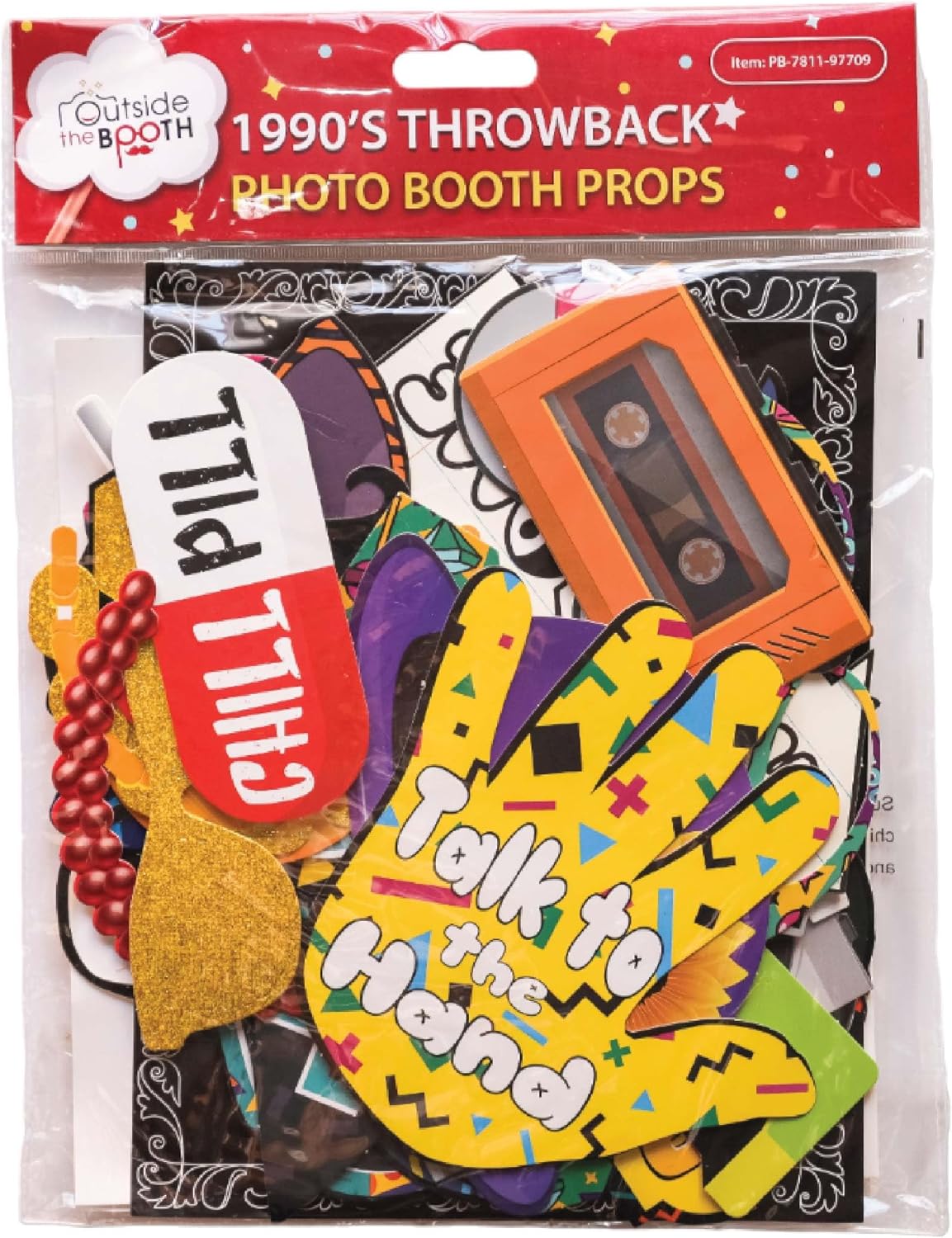 90s Photo Booth Props 41-Piece Fun Selfie Kit