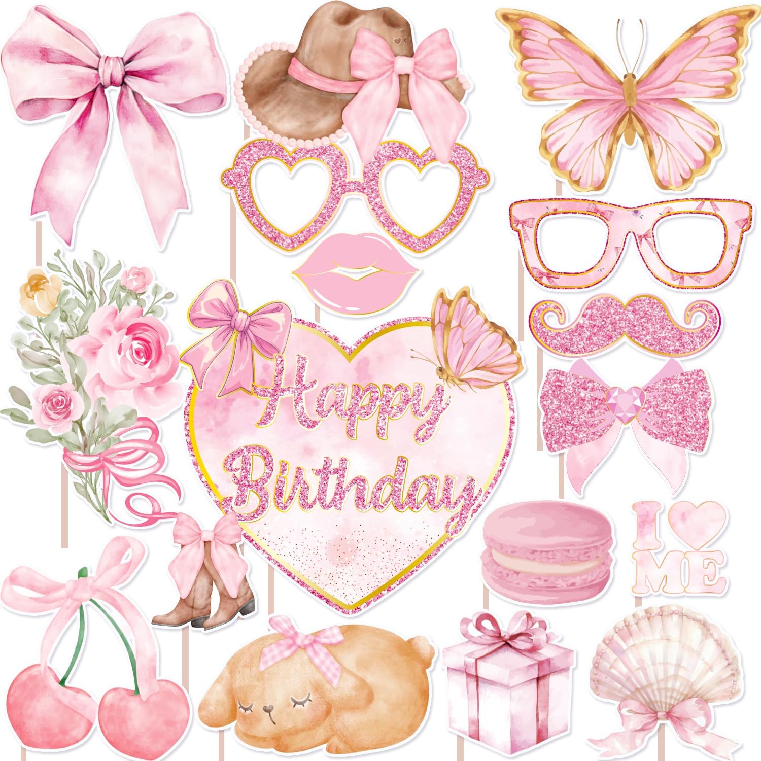 Pink Bow Party Decorations Photo Booth Props for Girls