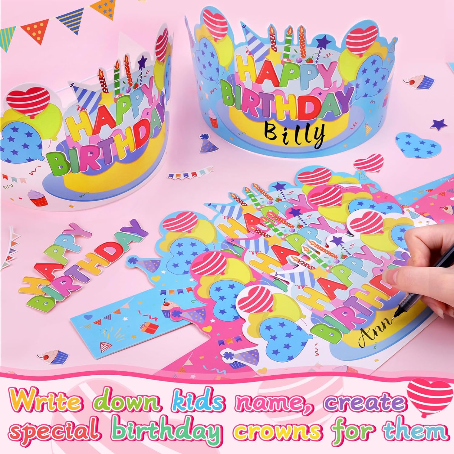 VEKDA 30 Pcs Birthday Crowns for Kids Classroom
