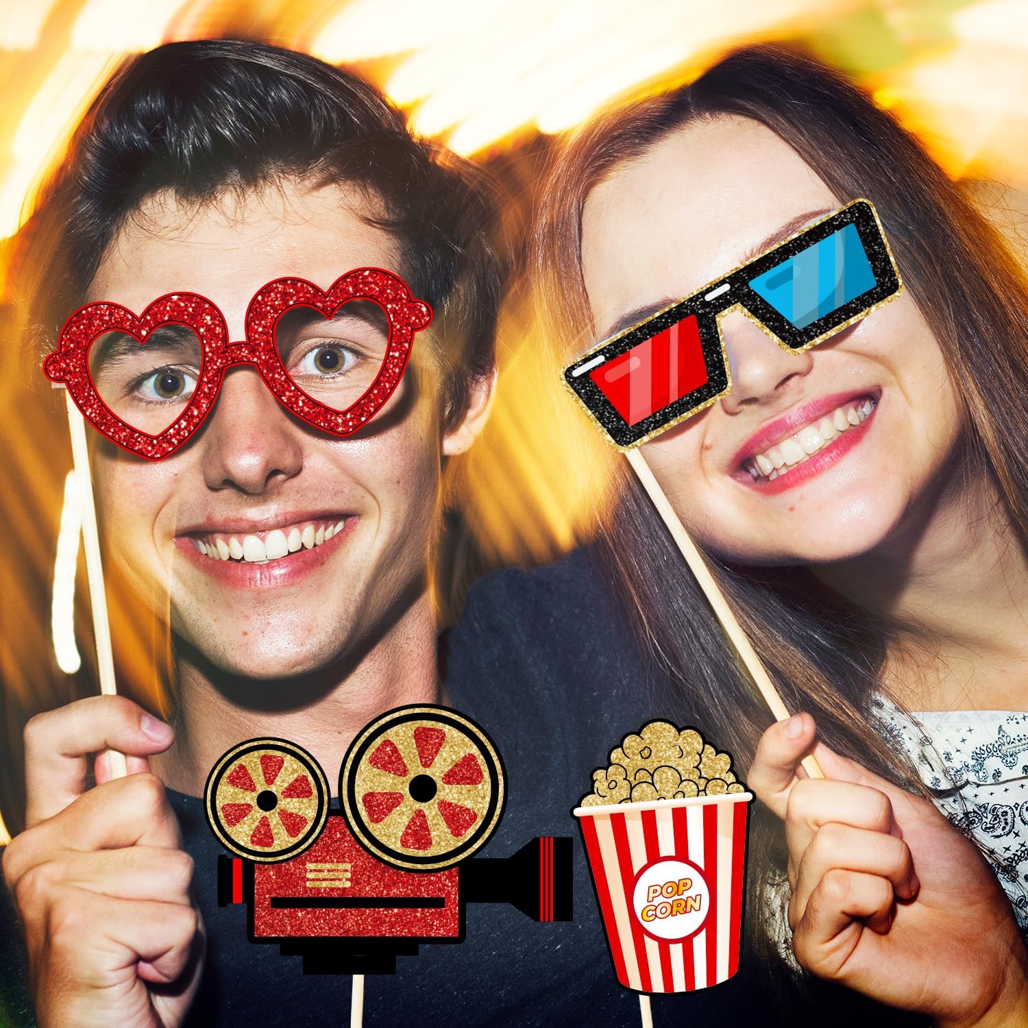 Movie Night Photo Booth Props Hollywood Theme Decorations
